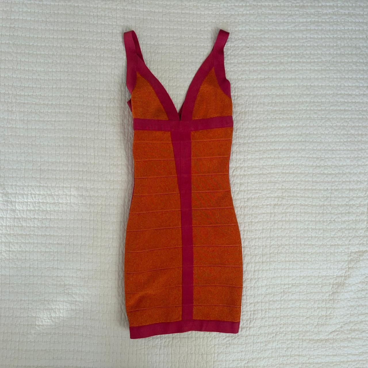Herve Leger Hervé Léger Orange & Pink Billie Bandage Dress Size M / US 6-8 / IT 42-44 - 1 Thumbnail