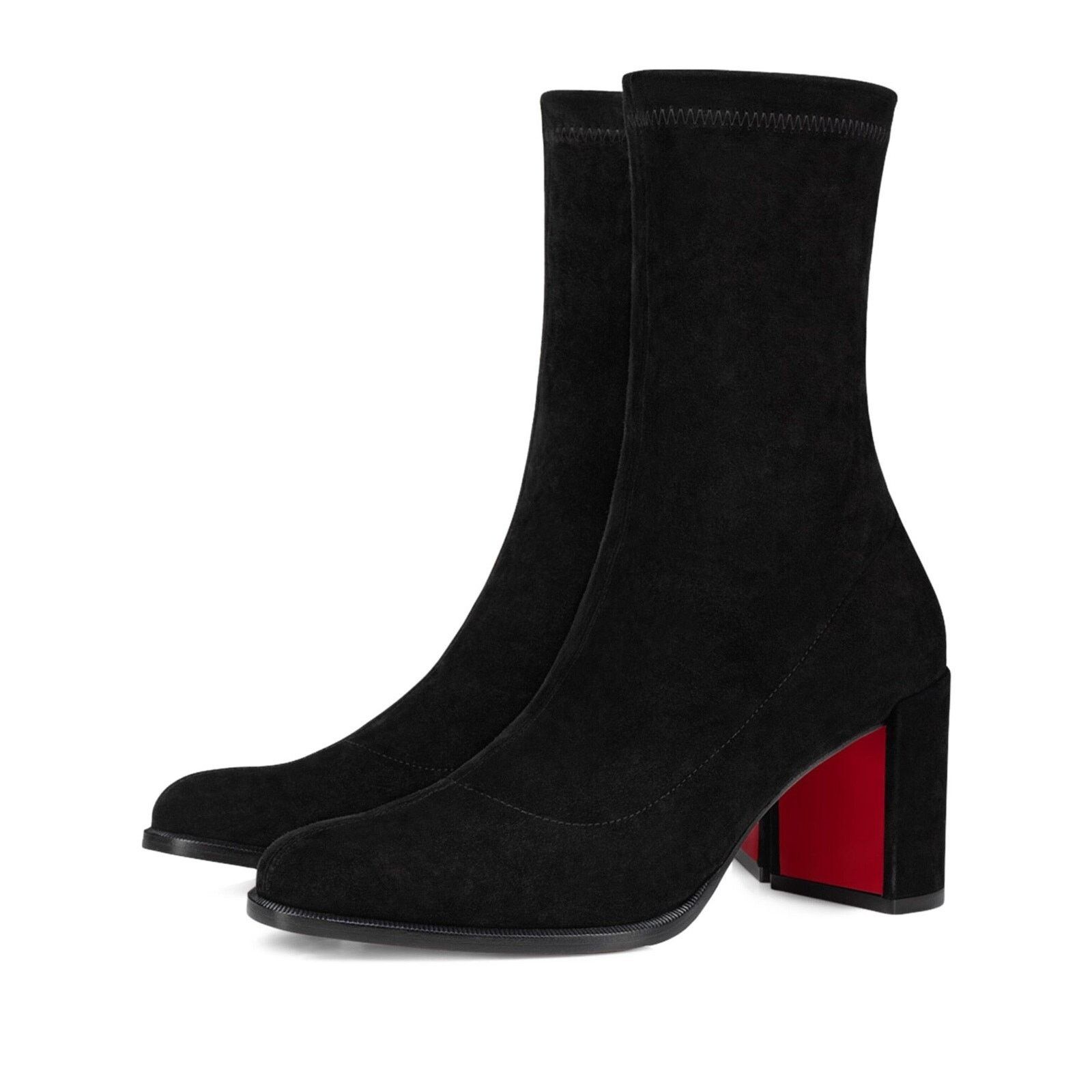 Christian Louboutin Christian Louboutin Stretchadoxa 70 Black Suede Block Heel Size US 7 / IT 37 - 1 Thumbnail