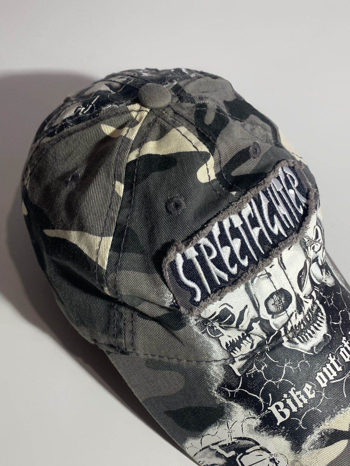 Hysteric Glamour Street Fighter Camo Skull Distressed Cap Harley Davidson Size ONE SIZE - 7 Thumbnail