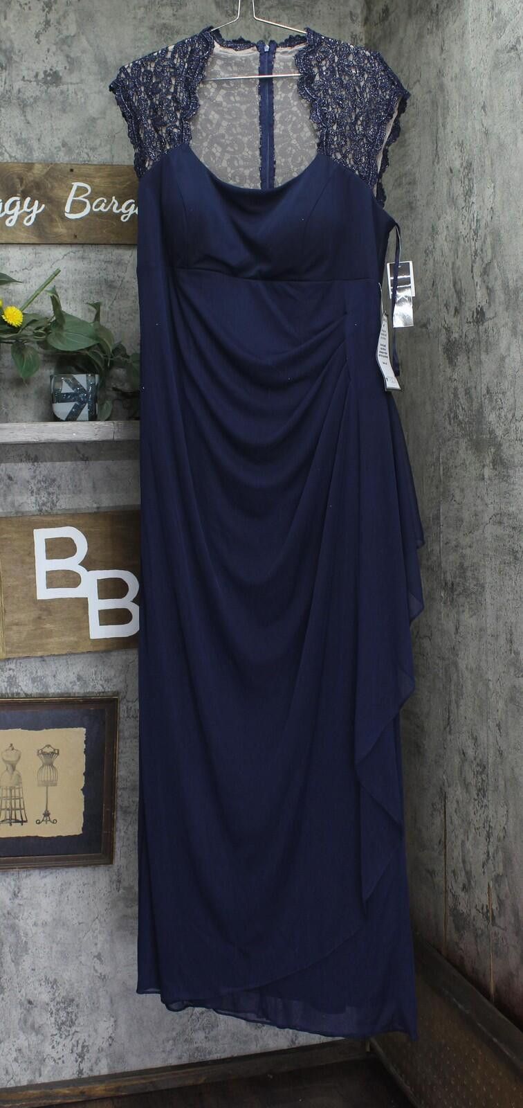 Other X By Xscape Plus Ruched Lace Gown Dress Xc121w Navy Blue 14w Size XL / US 12-14 / IT 48-50 - 1 Thumbnail