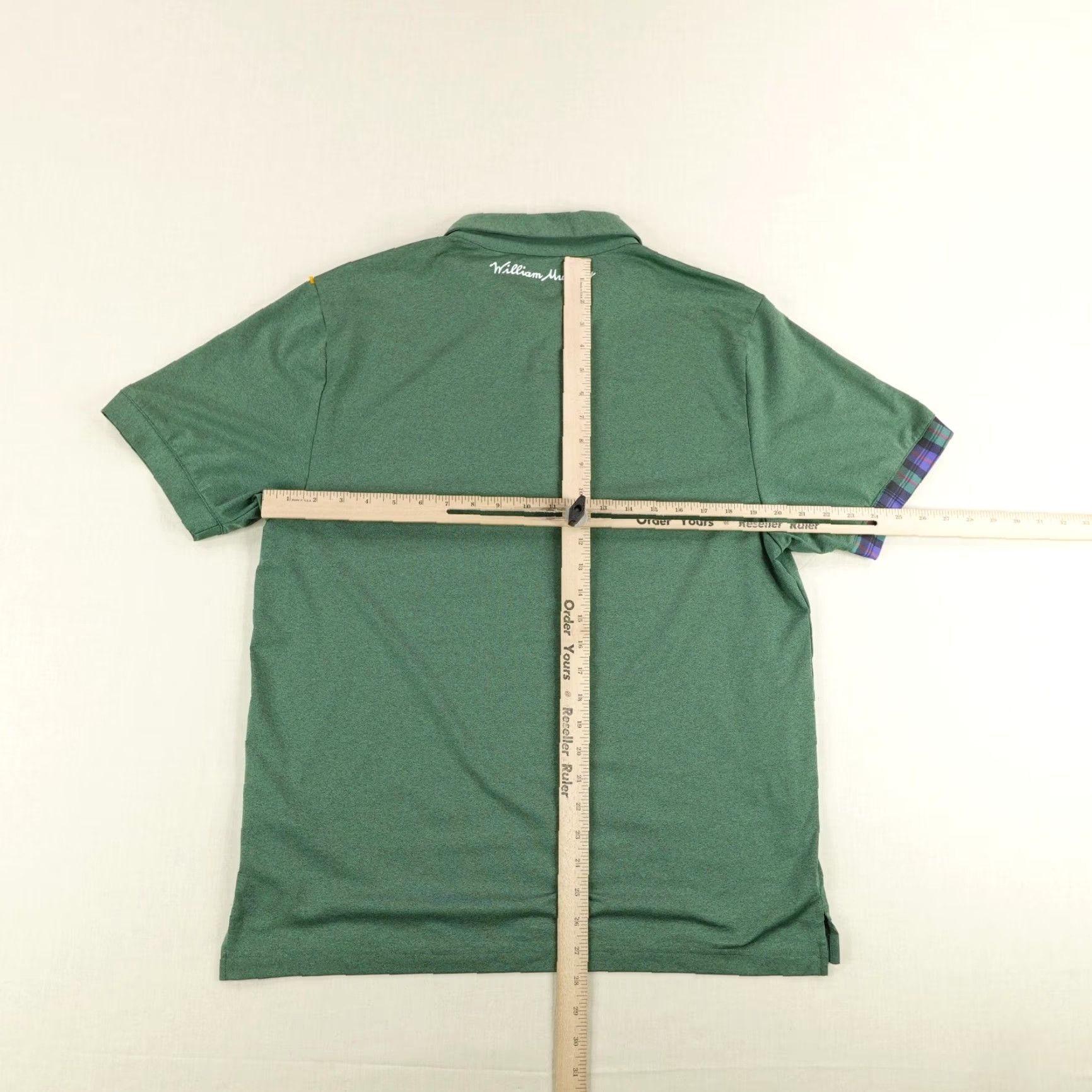 Vintage William Murray Polo Shirt Mens Large Green Plaid Trim Golf Performance Stretch Size US L / EU 52-54 / 3 - 5 Thumbnail