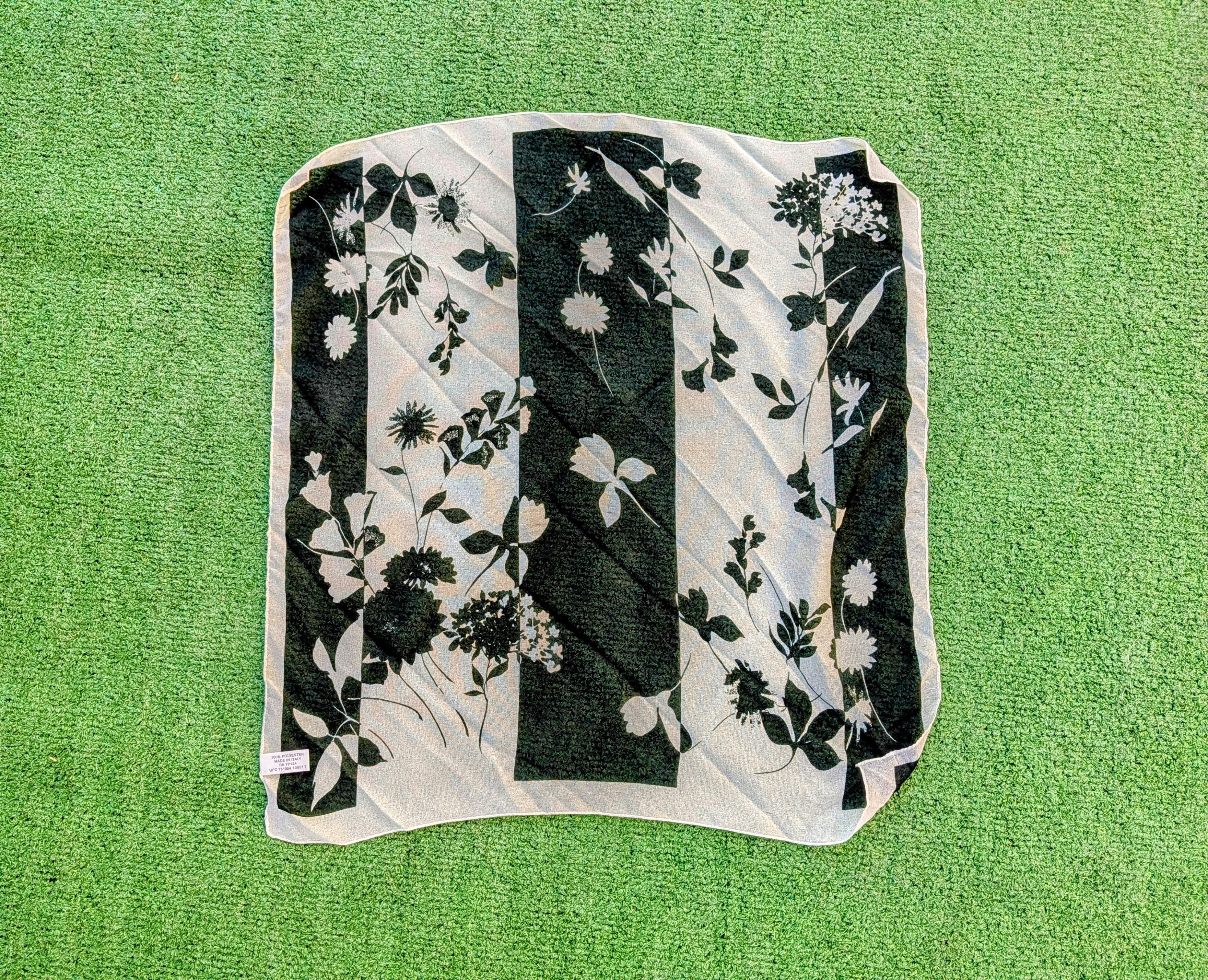 Other Women's Italian Striped Floral Print Breezy 19 x 19" Scarf Size ONE SIZE - 2 Thumbnail