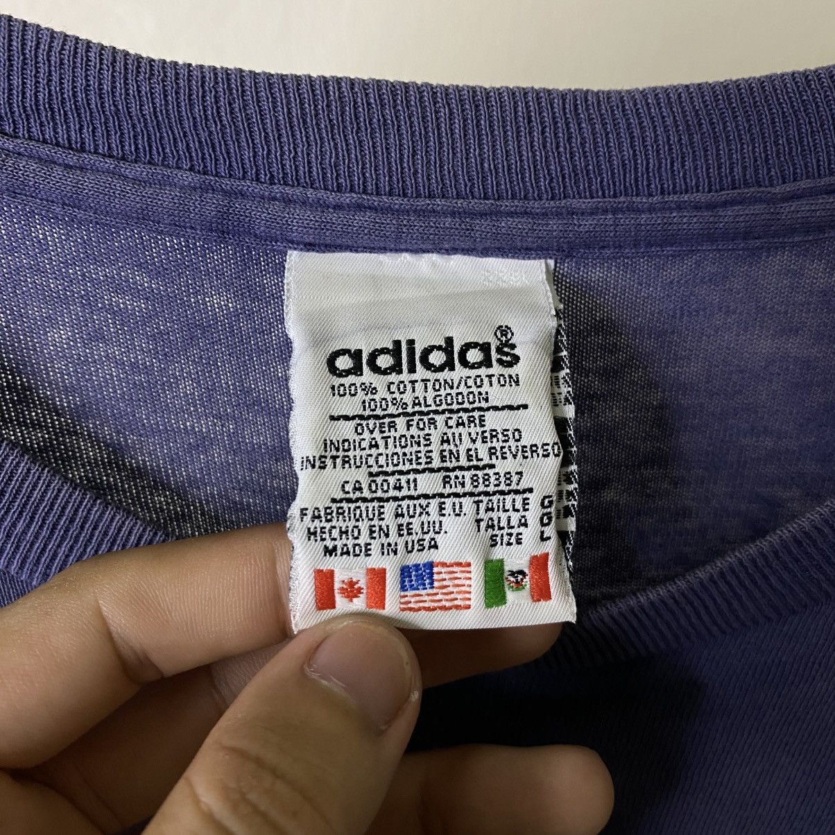 Adidas 1990s Adidas Double Sided Graphic Sunfaded T Shirt Size US XL / EU 56 / 4 - 5 Thumbnail