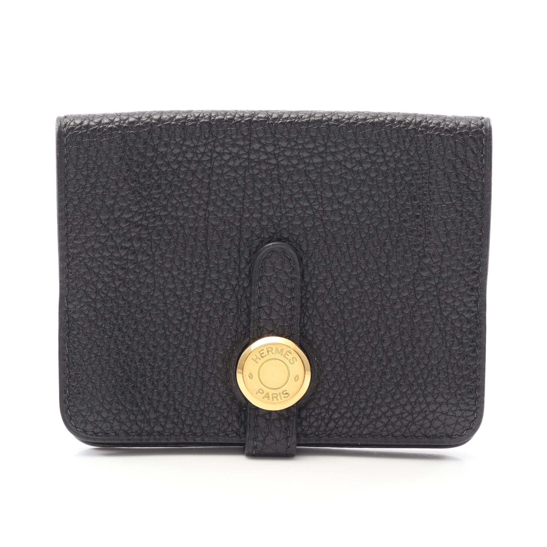 Hermes Hermes Dogon Card Case Name Holder Togo Black Gold Hardware Stamp Size ONE SIZE - 1 Thumbnail