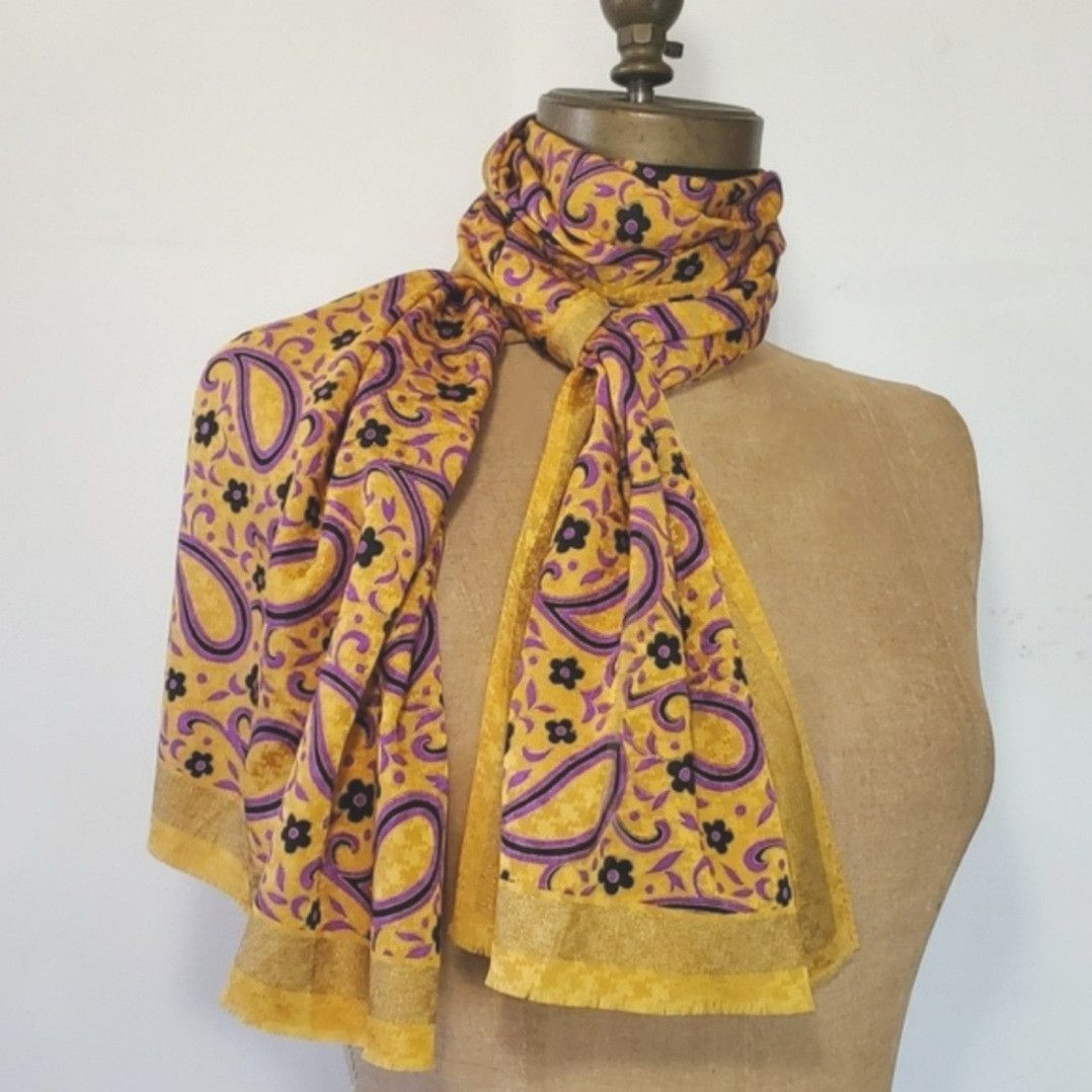 Albert Nipon Albert Nipon 60x15" Scarf Handkerchief 100% Silk Paisley Size ONE SIZE - 1 Thumbnail
