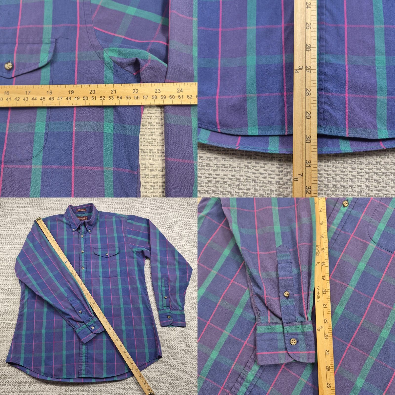 Nordstrom VINTAGE Nordstrom Button Up Shirt Mens L Blue Plaid Long Sleeve Chest Pocket Size US L / EU 52-54 / 3 - 8 Thumbnail