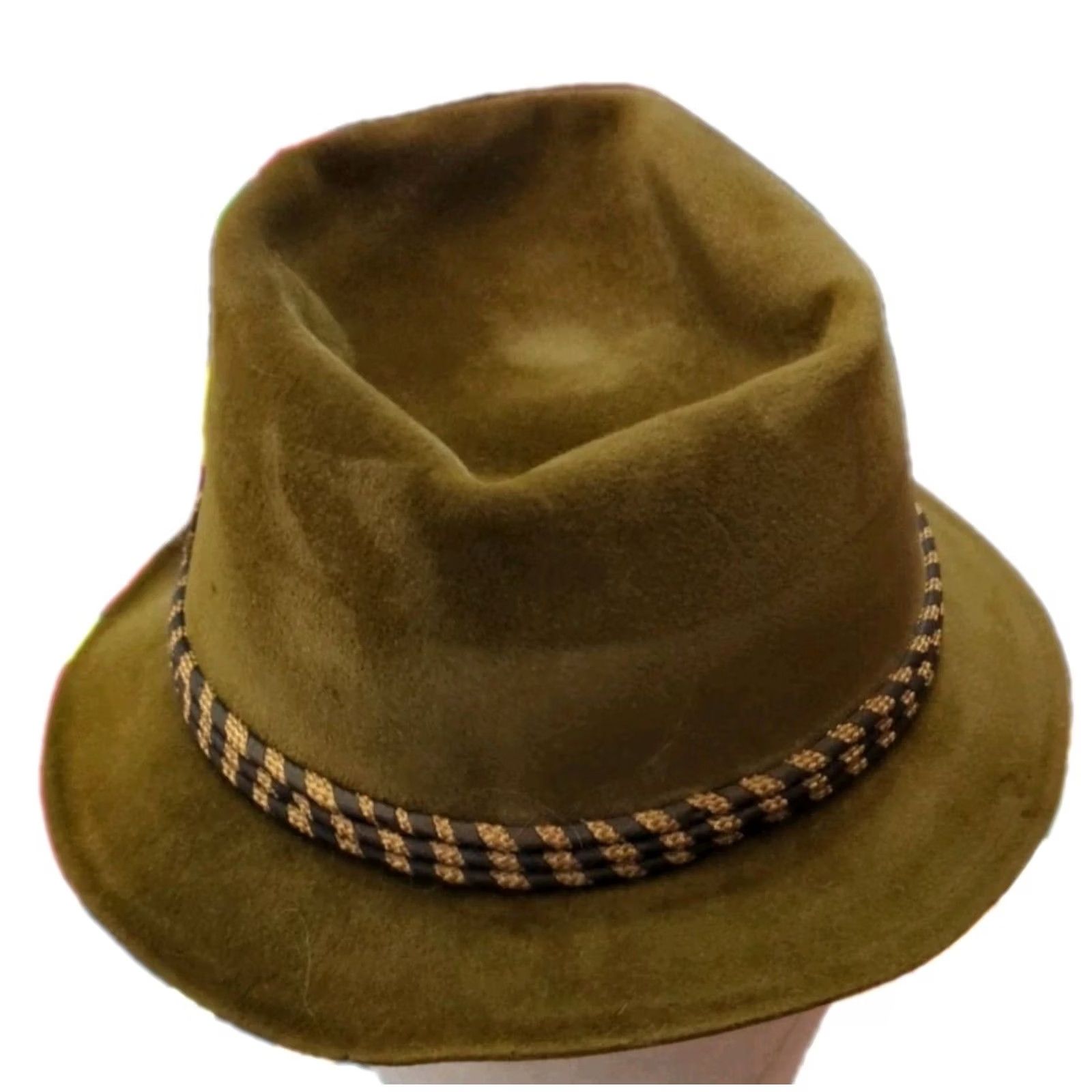 Vintage VINTAGE le Chevron Hat Men Velour Brown 7 1/4 Brown? Size ONE SIZE - 3 Thumbnail