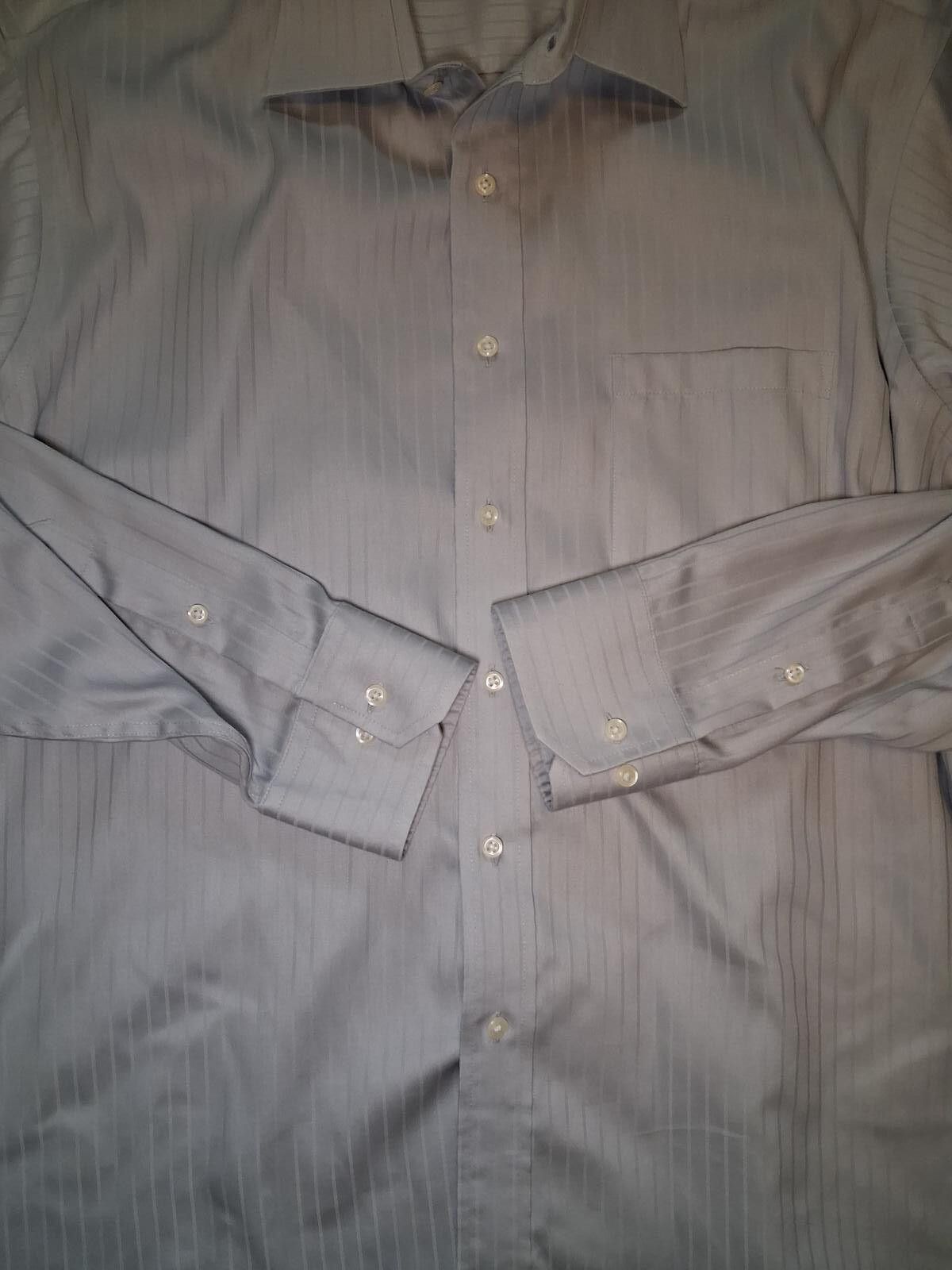 Donald Trump Donald Trump Dress Shirt 18-34/35 2XL Gray Striped Cotton Size 48R - 4 Thumbnail