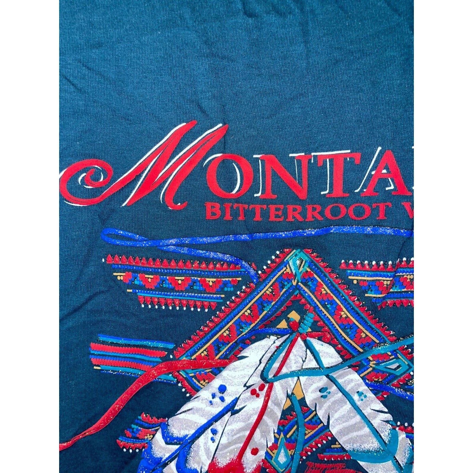 Jerzees Vintage Bitterroot Valley Shirt Montana Native Tee 90s Large Size US L / EU 52-54 / 3 - 2 Thumbnail