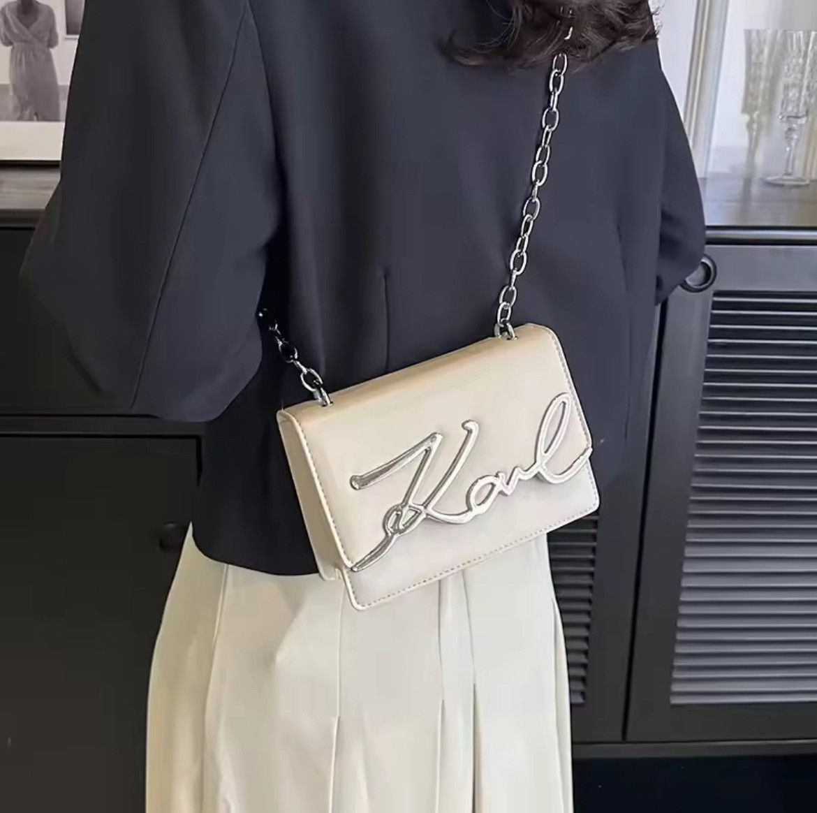 Other Karl Lagerfeld black leather crossbody bag #luxury #fashion Size ONE SIZE - 3 Thumbnail