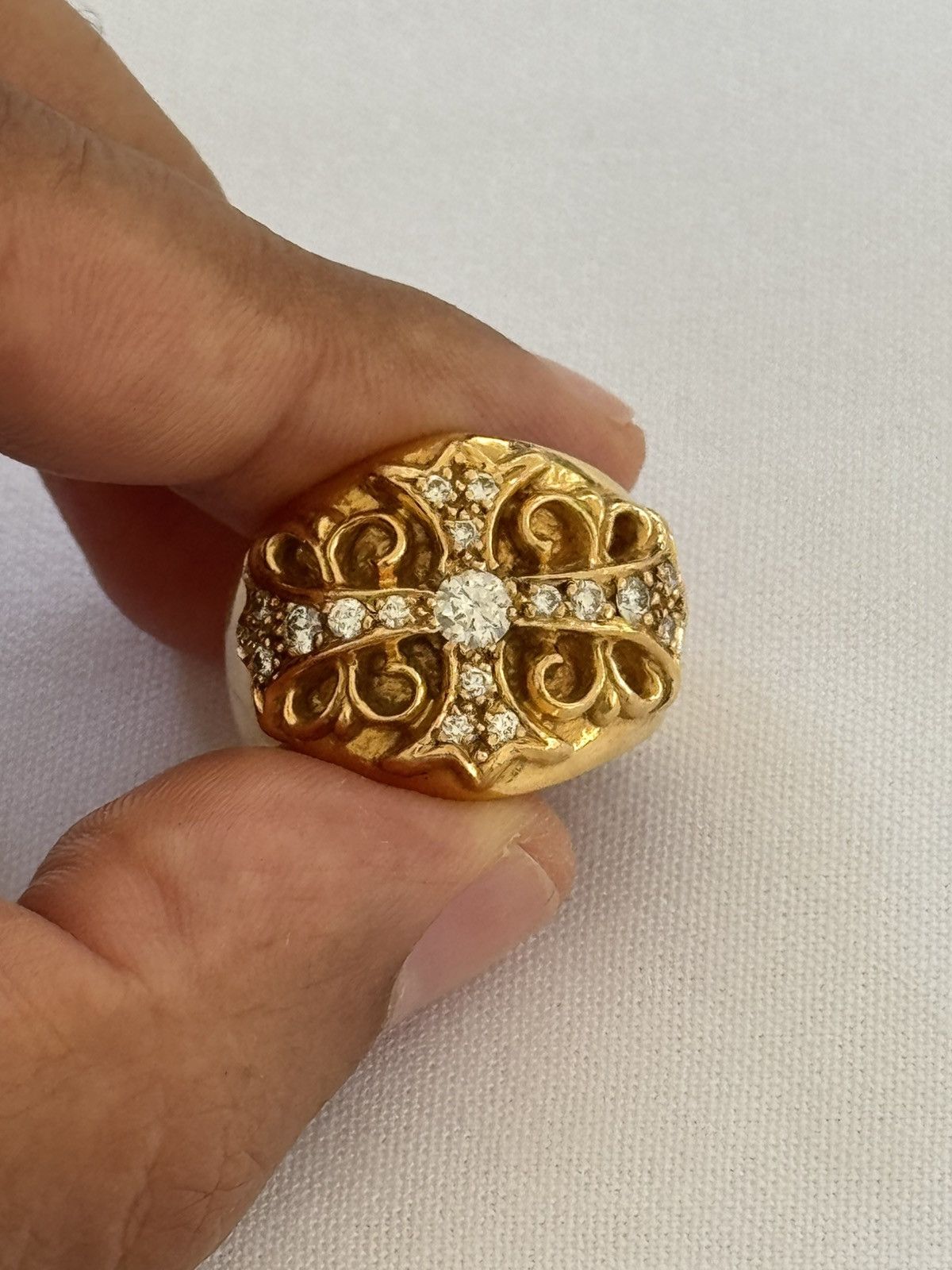 Chrome Hearts 22K GOLD DIAMOND RING Size ONE SIZE - 4 Thumbnail