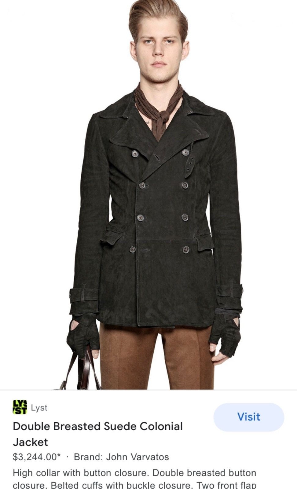 John Varvatos Suede Colonial Jacket. 48 Size US M / EU 48-50 / 2 - 9 Thumbnail