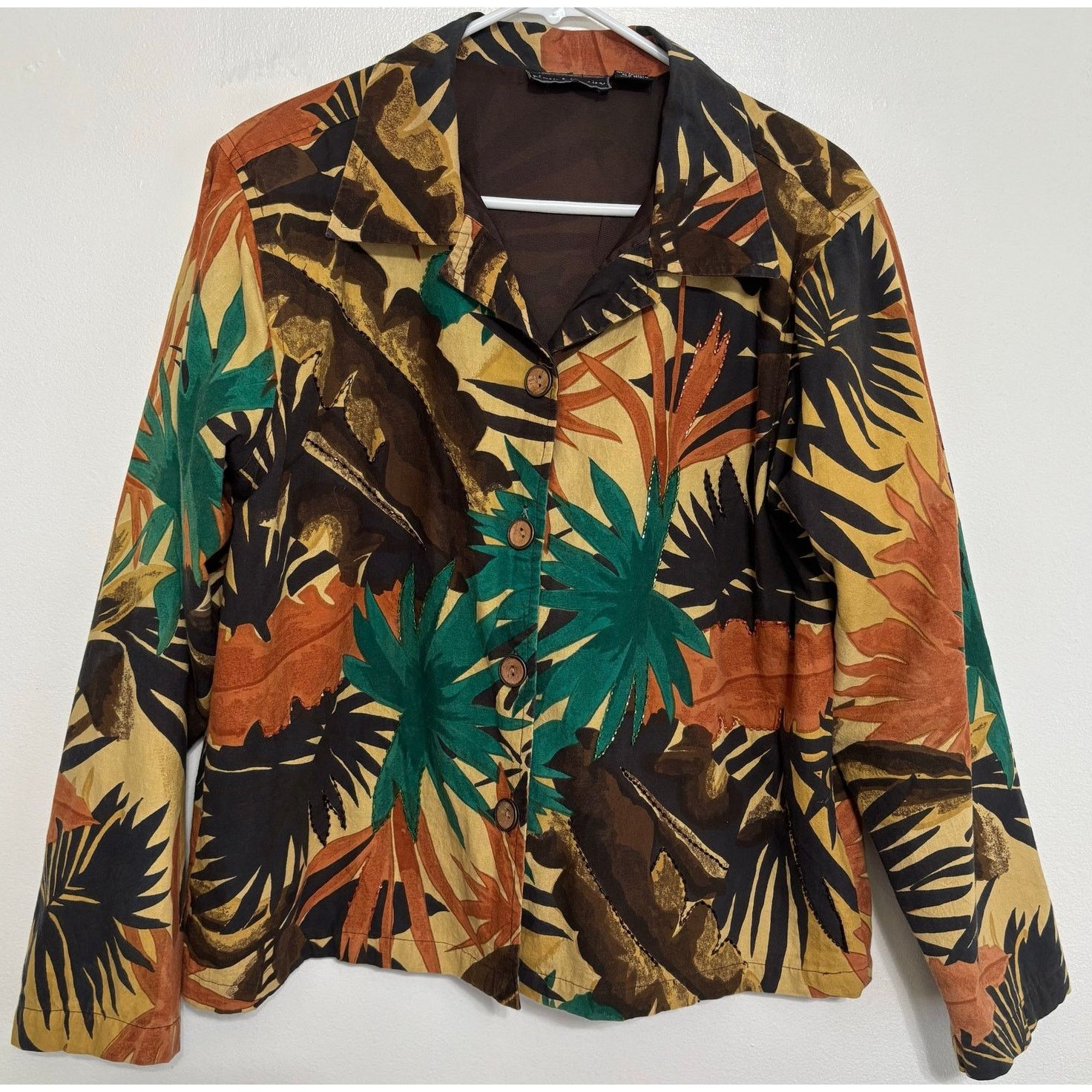 Other Vintage New Identity Tropical Print Jacket Light Brown Large Size L / US 10 / IT 46 - 1 Thumbnail