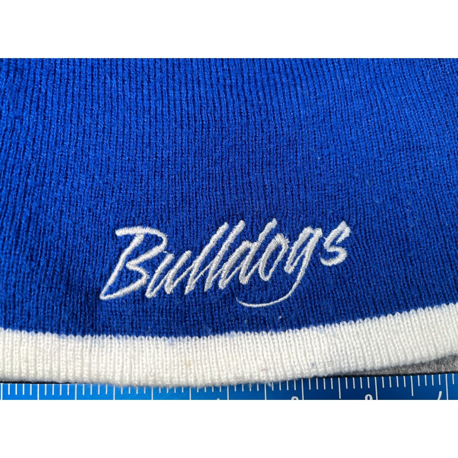 Vintage My Town Originals Bulldogs Beanie Hat Adult One Size Blue Knit 100% Acrylic Embroidered Beanie Size ONE SIZE - 2 Thumbnail