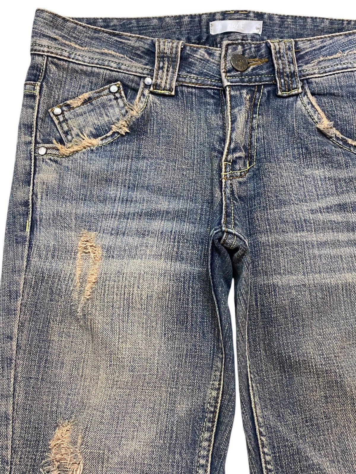 Japanese Brand Vintage Japanese Brand Zazie Mud Wash Distressed Flare Jeans Size 29" - 7 Thumbnail