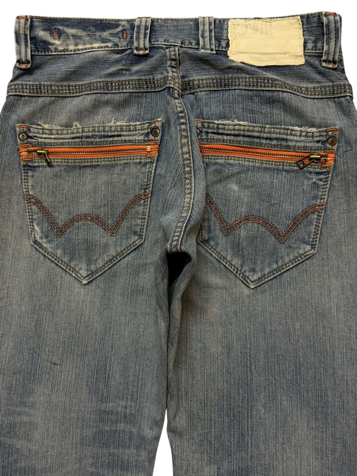 Edwin Vintage 90s Edwin XV Blue Faded Mud Wash Distress Wide Leg Size US 31 - 4 Thumbnail