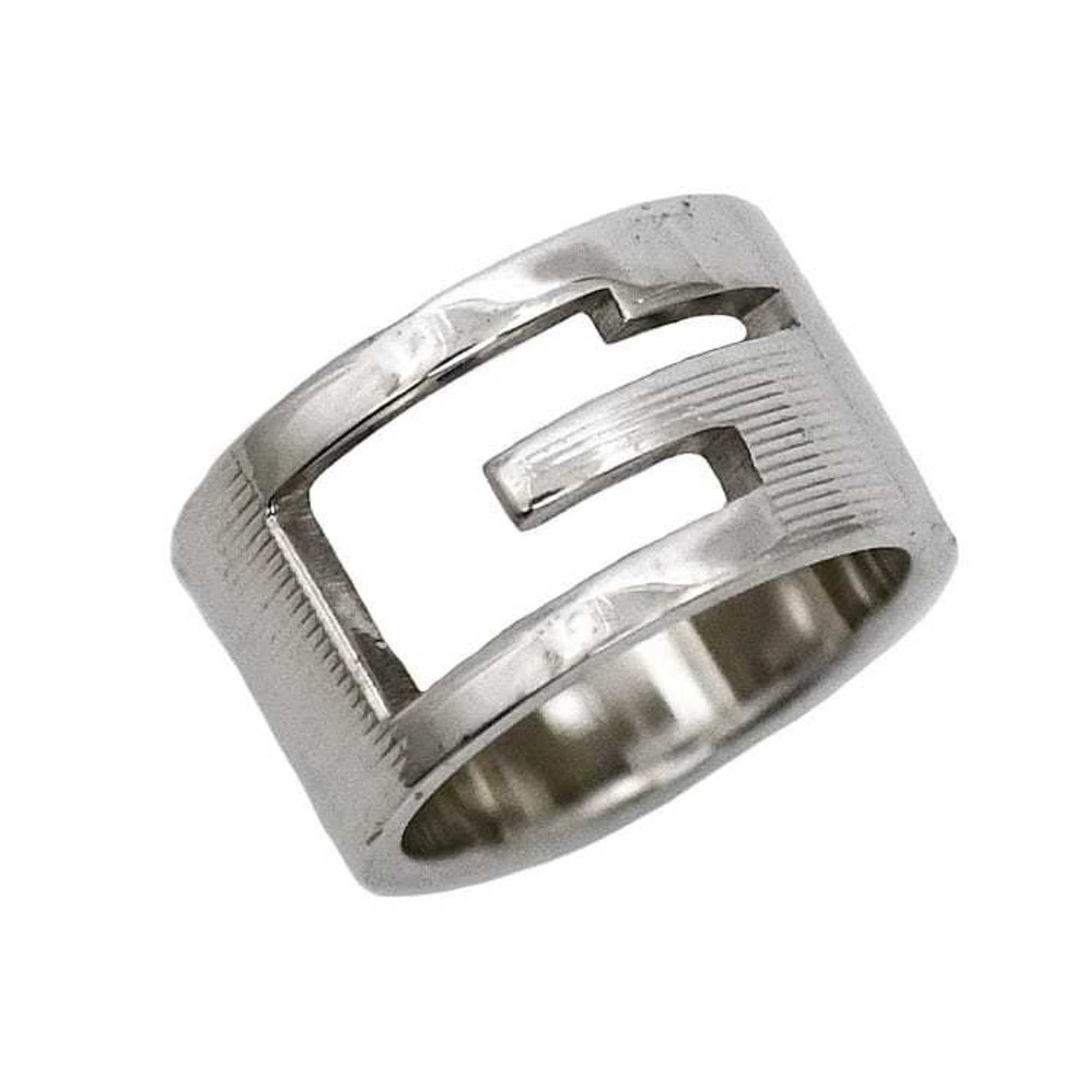image of Gucci Ring Silver Branded Regular 032661-09840-8106 No. 12 Ag 925 Men's Women's G Mark in Black