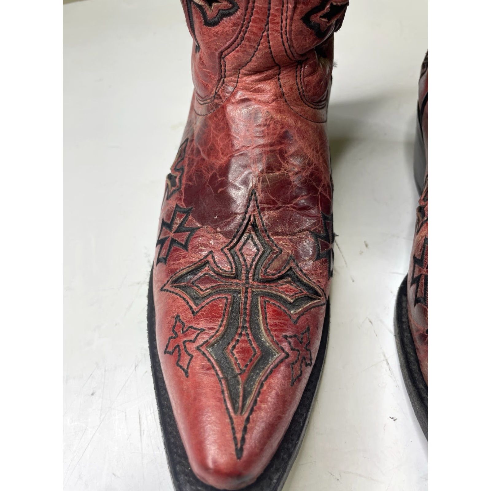 Vintage COWBOY PRO WOMENS BOOTS Western Women Sz 10 Red Leather Pointed Toe Cowgirl Y2K Girl Cowboy Pro Brand Shoes Size US 10 / IT 40 - 6 Thumbnail