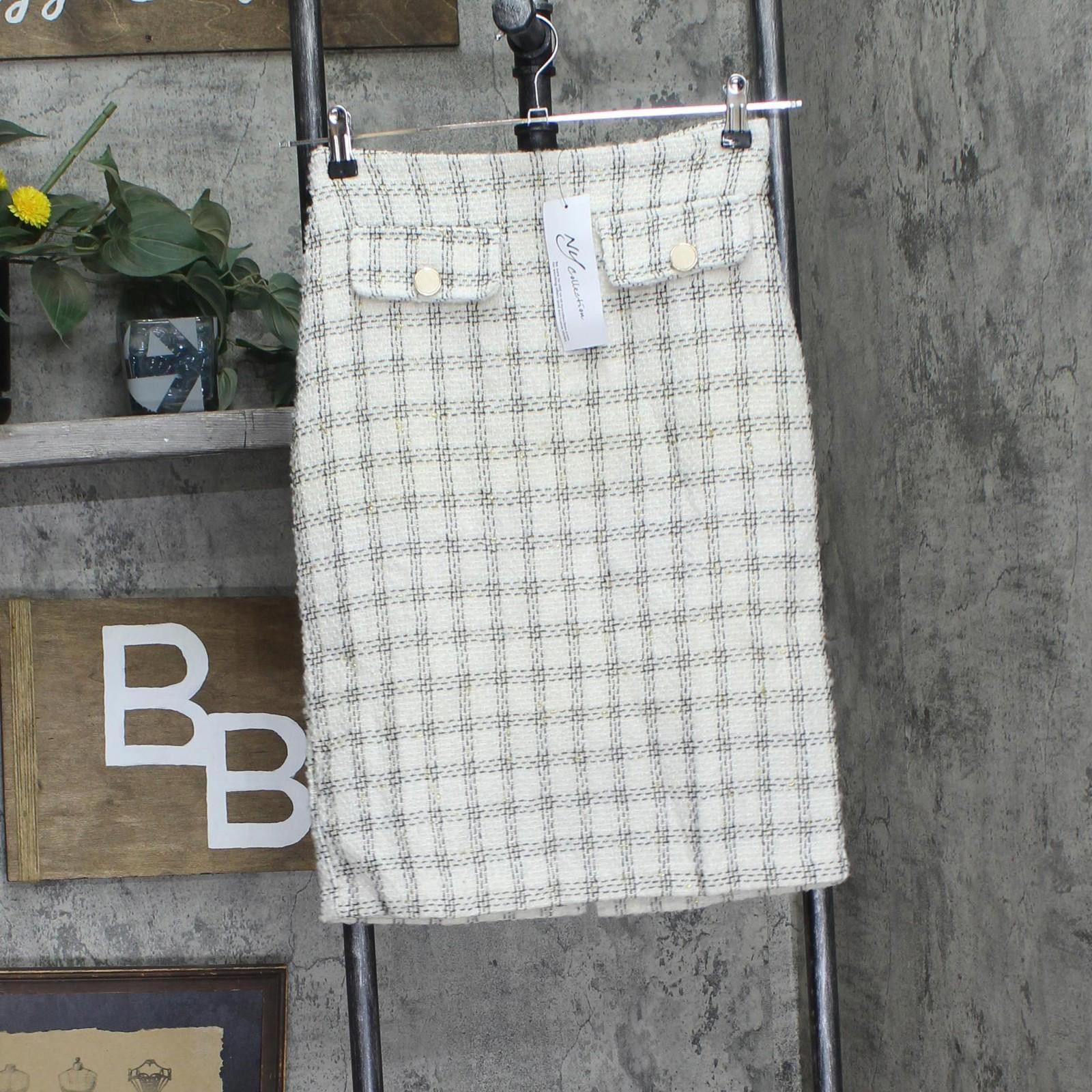 Other Nwt Ny Collection Knit Petite Skirt Ptdk2434 White Gold Ps Size 28" / US 6 / IT 42 - 1 Thumbnail