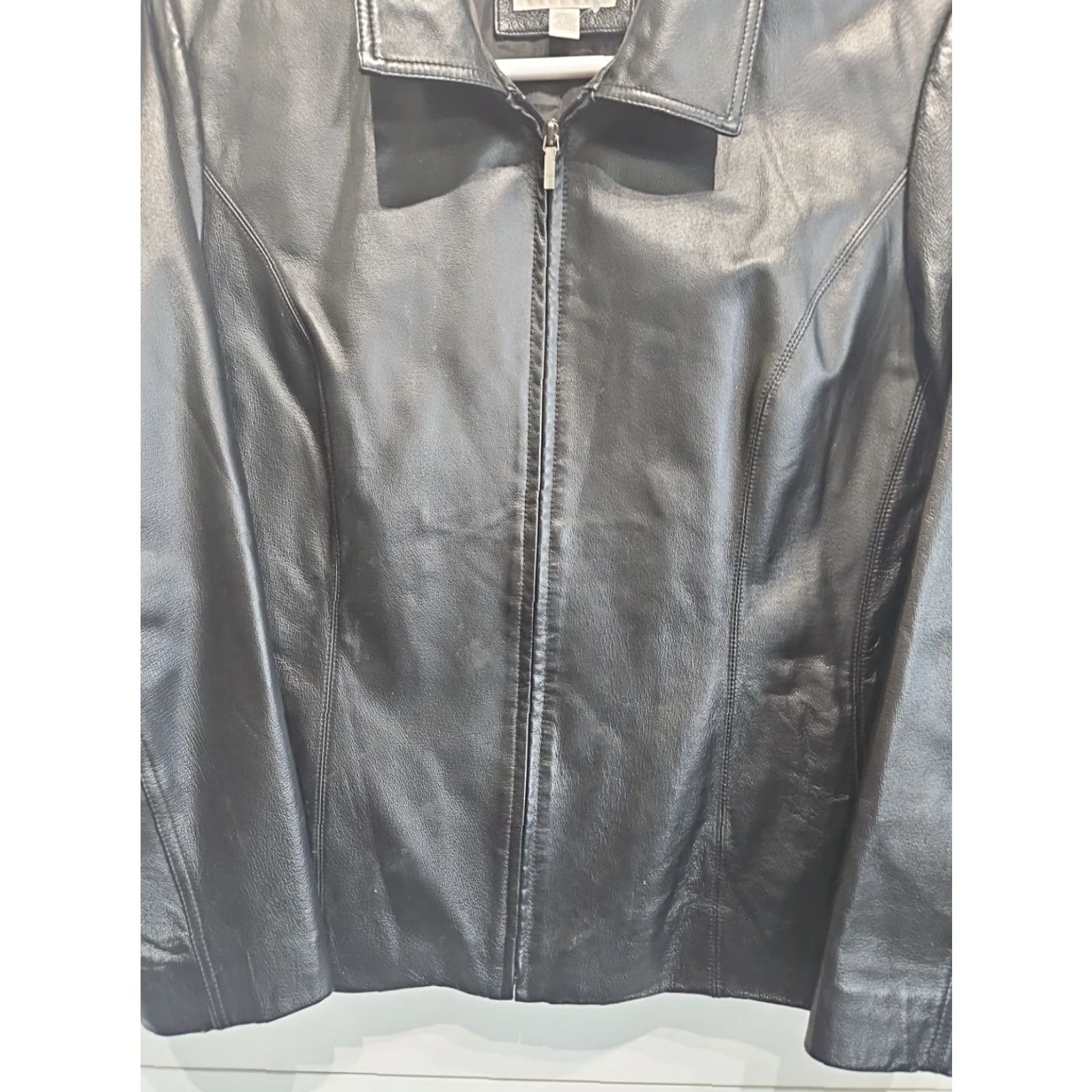 Worthington Worthington Genuine Leather Jacket Womens Black XL Full Zip Long Coat Jacket Size XL / US 12-14 / IT 48-50 - 3 Thumbnail