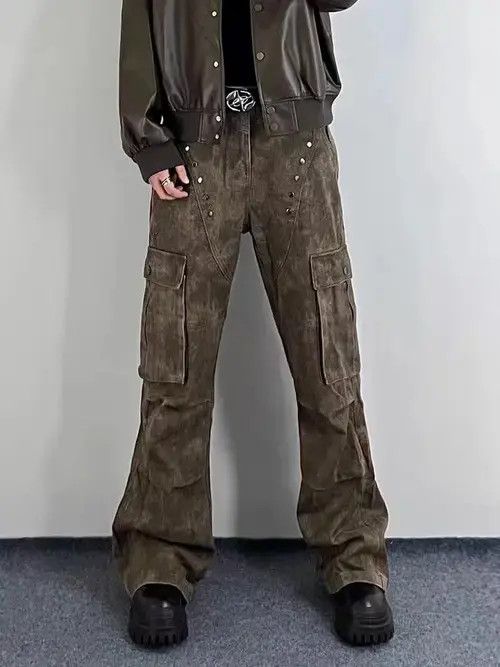 Japanese Brand × Jean Retro Deconstructed Studded Pocket Cargo Wide Leg Jeans Size US 32 / EU 48 - 4 Thumbnail