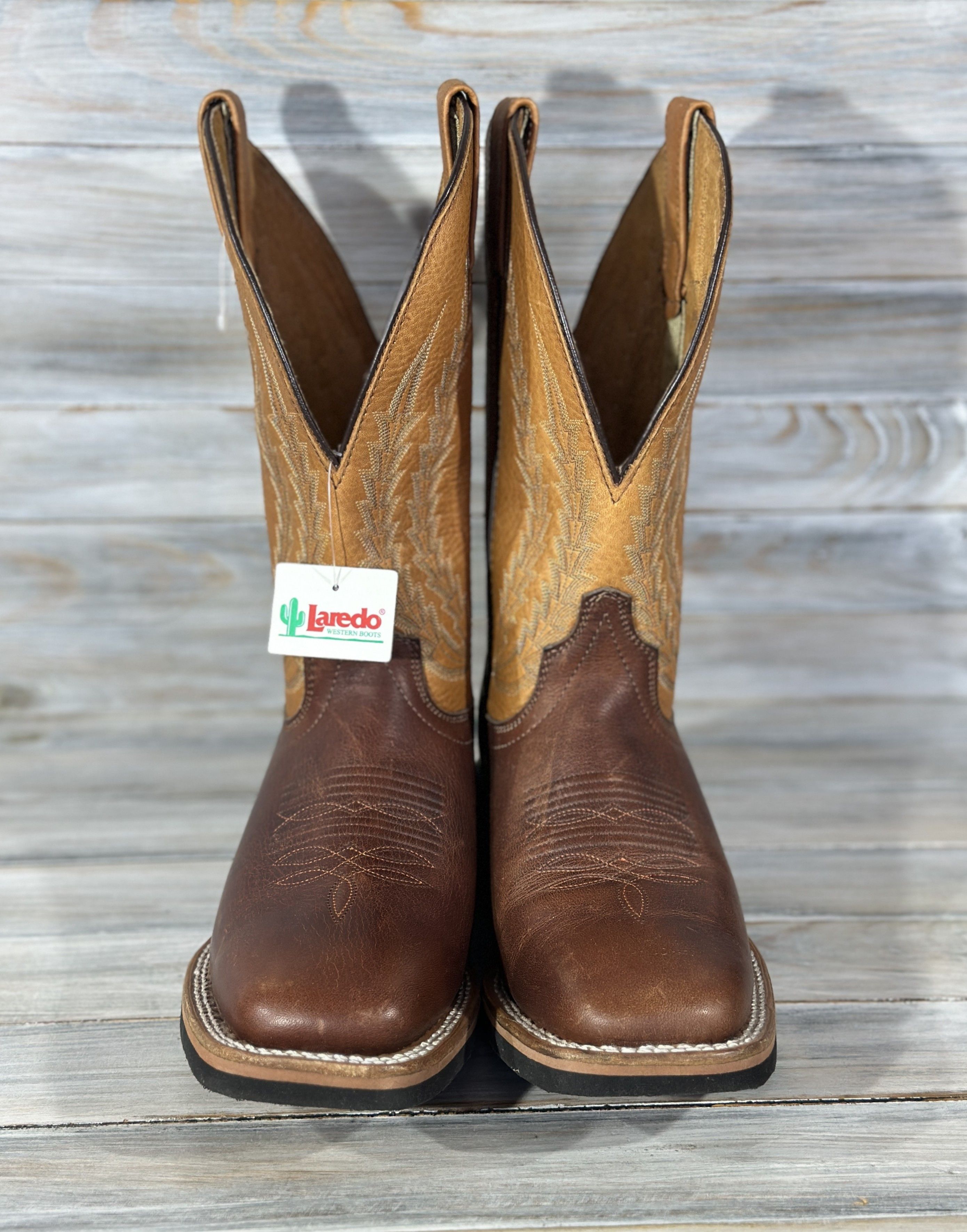 Cowboy Equipment LAREDO Cowboy Western Leather Boots Brown Square Toe Shoes Size US 7.5 / EU 40-41 - 17 Thumbnail