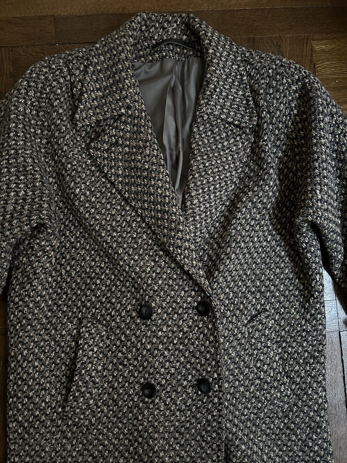 Vintage Vintage Wool Tweed Coat / Double Breasted Over Coat Size M / US 6-8 / IT 42-44 - 3 Thumbnail