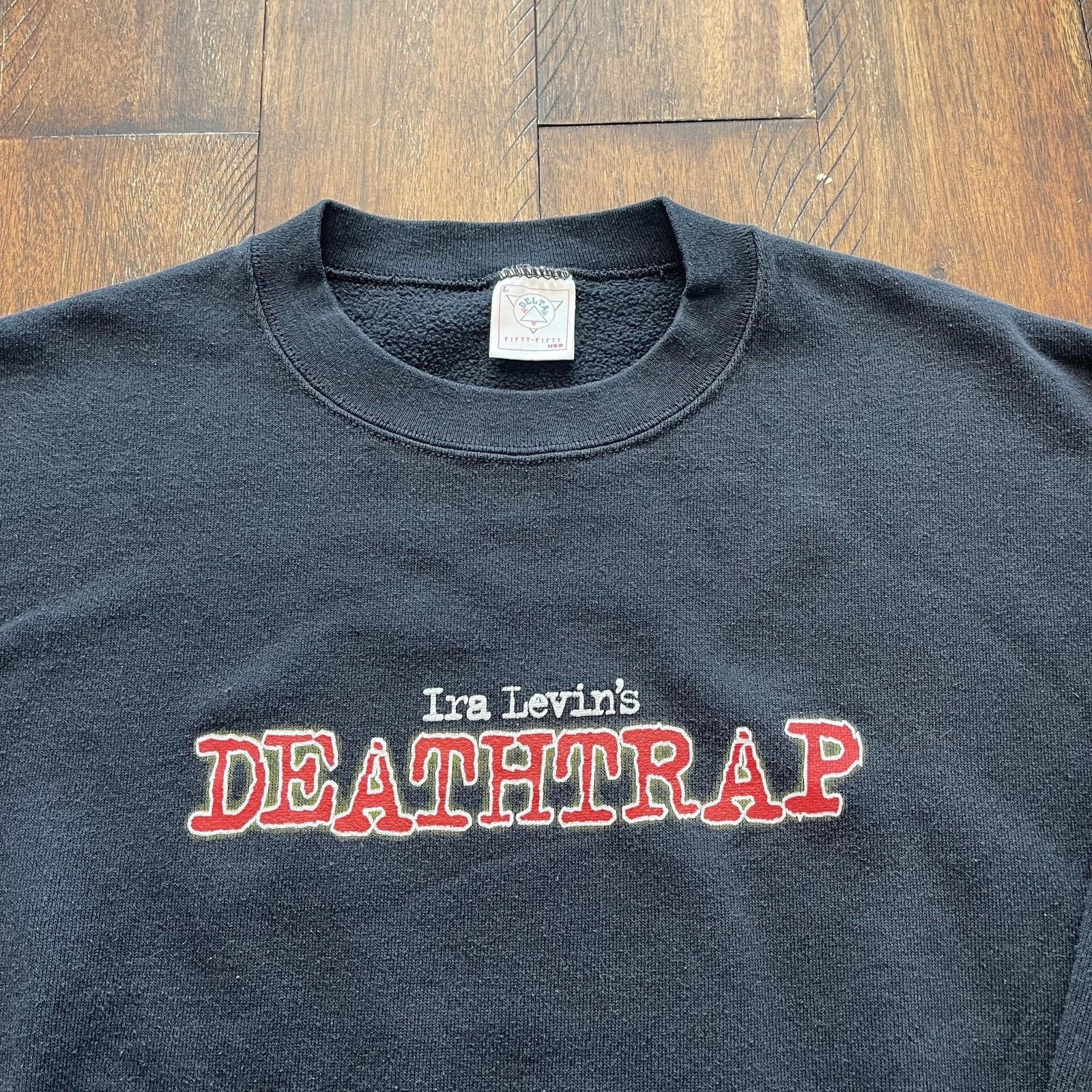 Delta Vtg Deathtrap Sweatshirt L Black Crewneck USA Ira Levin 90s Size US L / EU 52-54 / 3 - 4 Thumbnail