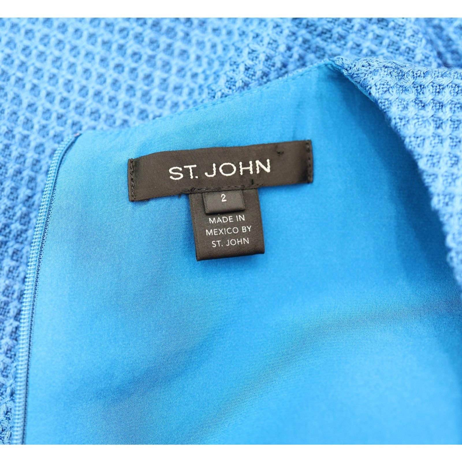 St. John ST. JOHN Blue Honeycomb Sheath Modern Classic Dress Size 2 Size XS / US 0-2 / IT 36-38 - 4 Thumbnail
