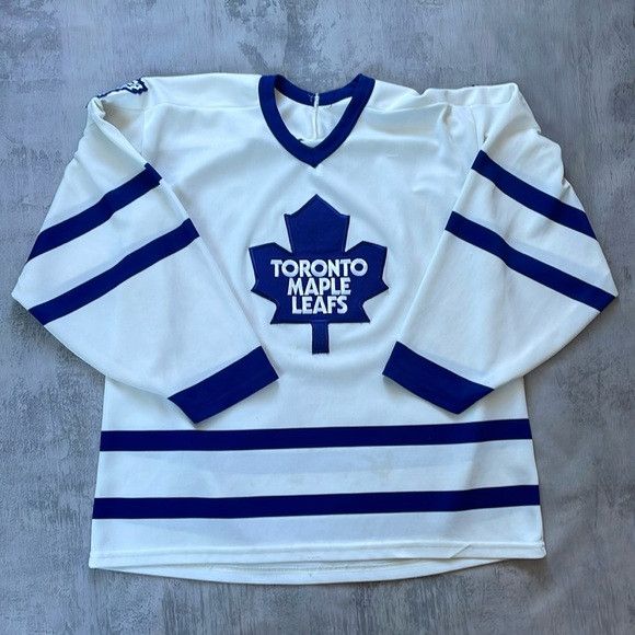 image of Vintage 90's Ccm Toronto Maple Leafs Blank Hockey Jersey in Blue White, Men's (Size XL)