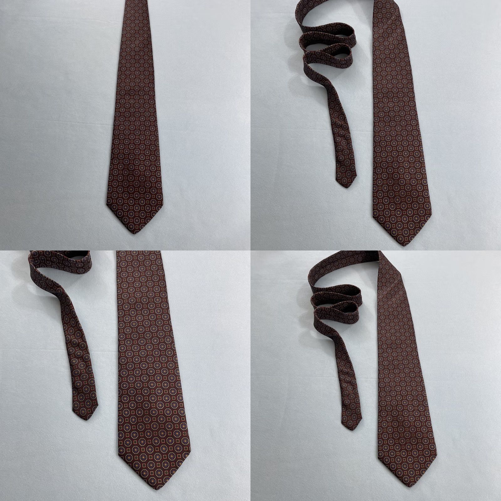 Aquascutum VINTAGE Aquascutum London England Tie vtg Necktie Macclesfield Neat Red Blue Dot 3.8x56 Capuscle Neck Tie Size ONE SIZE - 10 Thumbnail