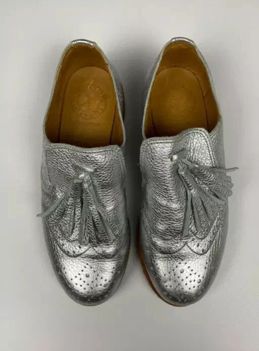 Vintage Penelope Chilvers Women’s Leather Silver Loafer Oxford Shoes Size US 6.5 / IT 36.5 - 6 Thumbnail