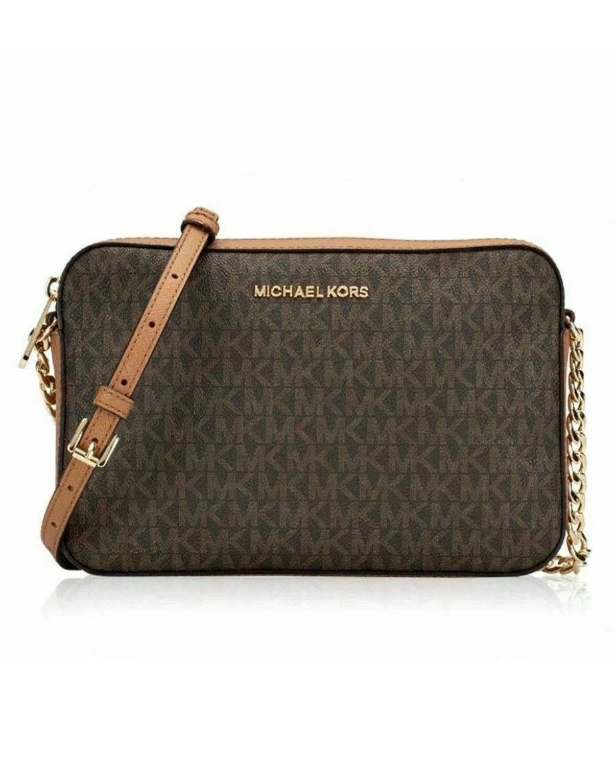 Michael Kors Michael Kors- Jet Set LG Crossbody Bag in Brown MK Print Size ONE SIZE - 1 Thumbnail