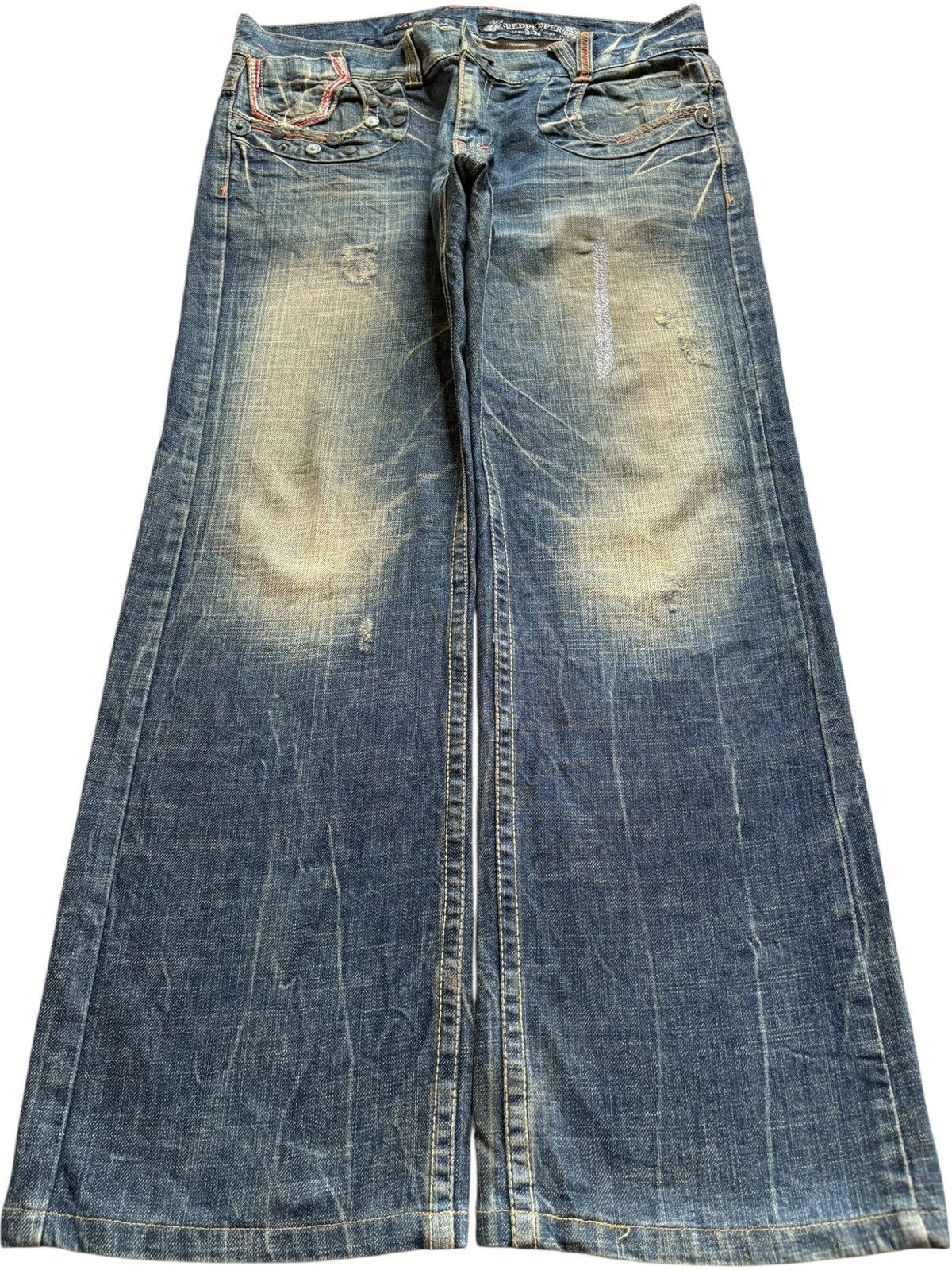 Hysteric Glamour Vintage Red Pepper Rusty Mud Wash Distress Baggy Jeans Size US 34 / EU 50 - 1 Thumbnail