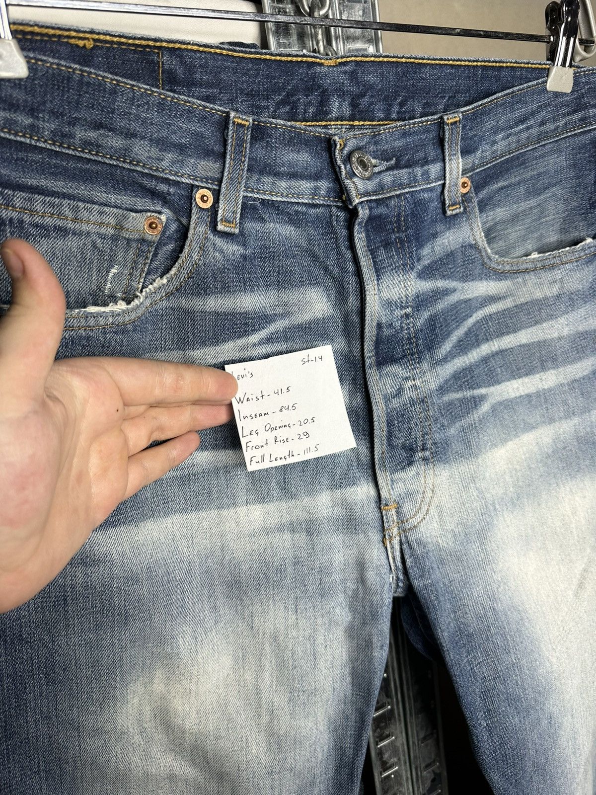 Levi's Levi's 501 Men's Jeans W34 L34 Blue Denim Distressed Pants Size US 34 / EU 50 - 11 Thumbnail