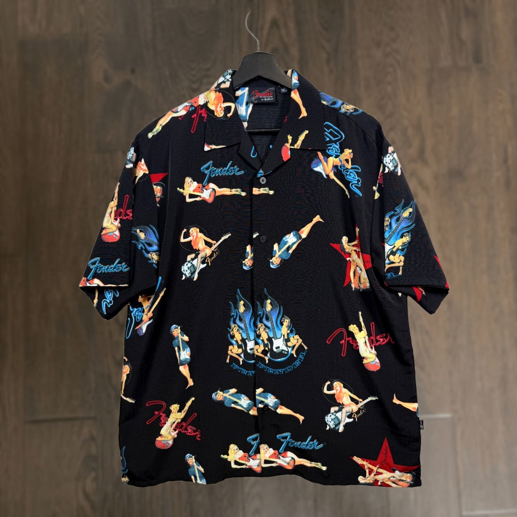 Fender VINTAGE Fender Shirt Men L Blue Cross Pearl Snap Button-Up