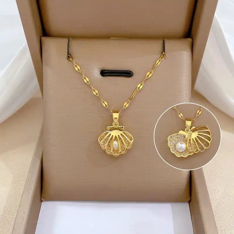 Jewelry Vintage Hollow Shell Pearl Necklace Size ONE SIZE - 1 Thumbnail