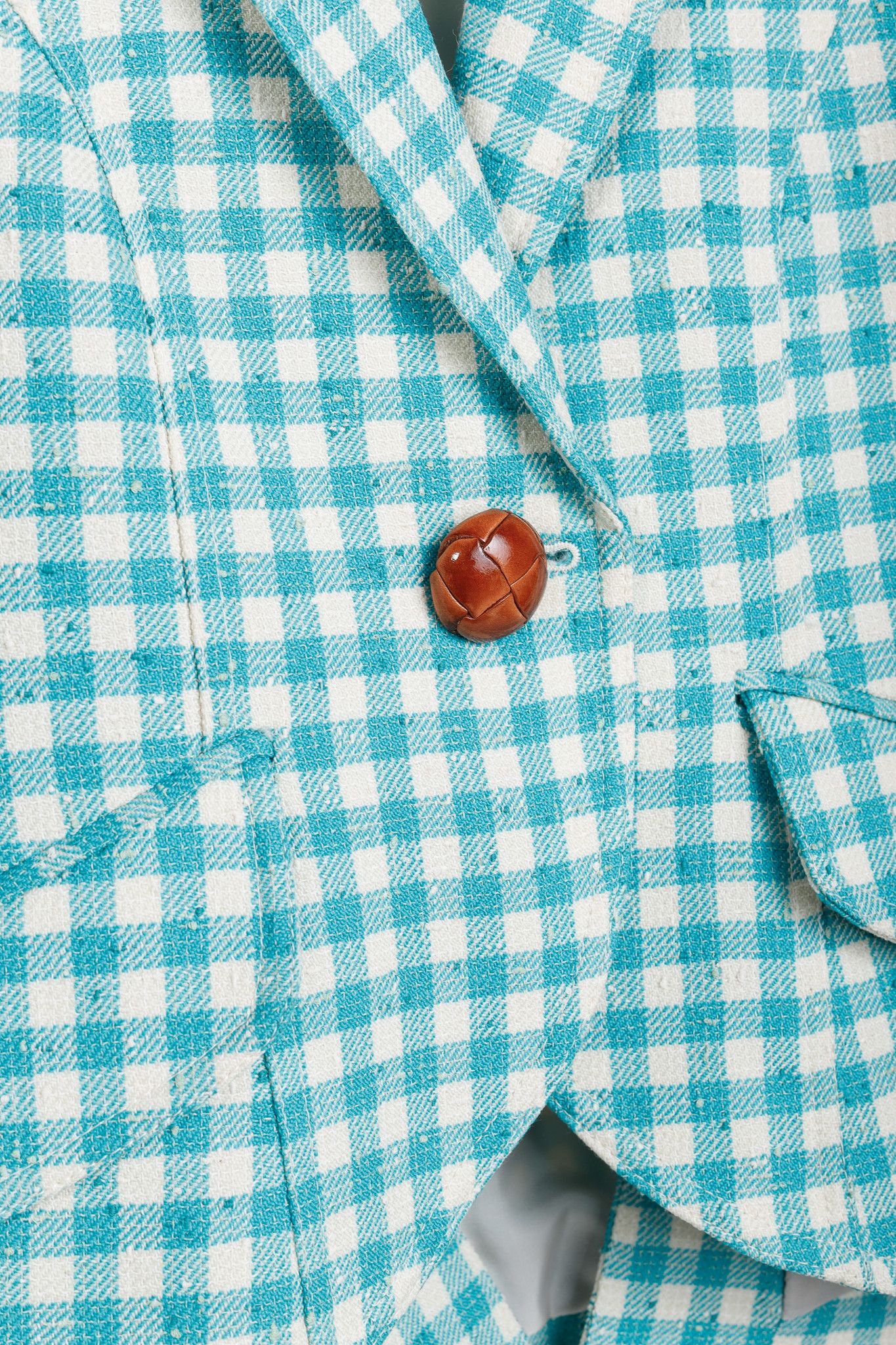 SMYTHE Smythe SS/22 Aqua Check Pouf Sleeve One Button Blazer Size S / US 4 / IT 40 - 8 Thumbnail