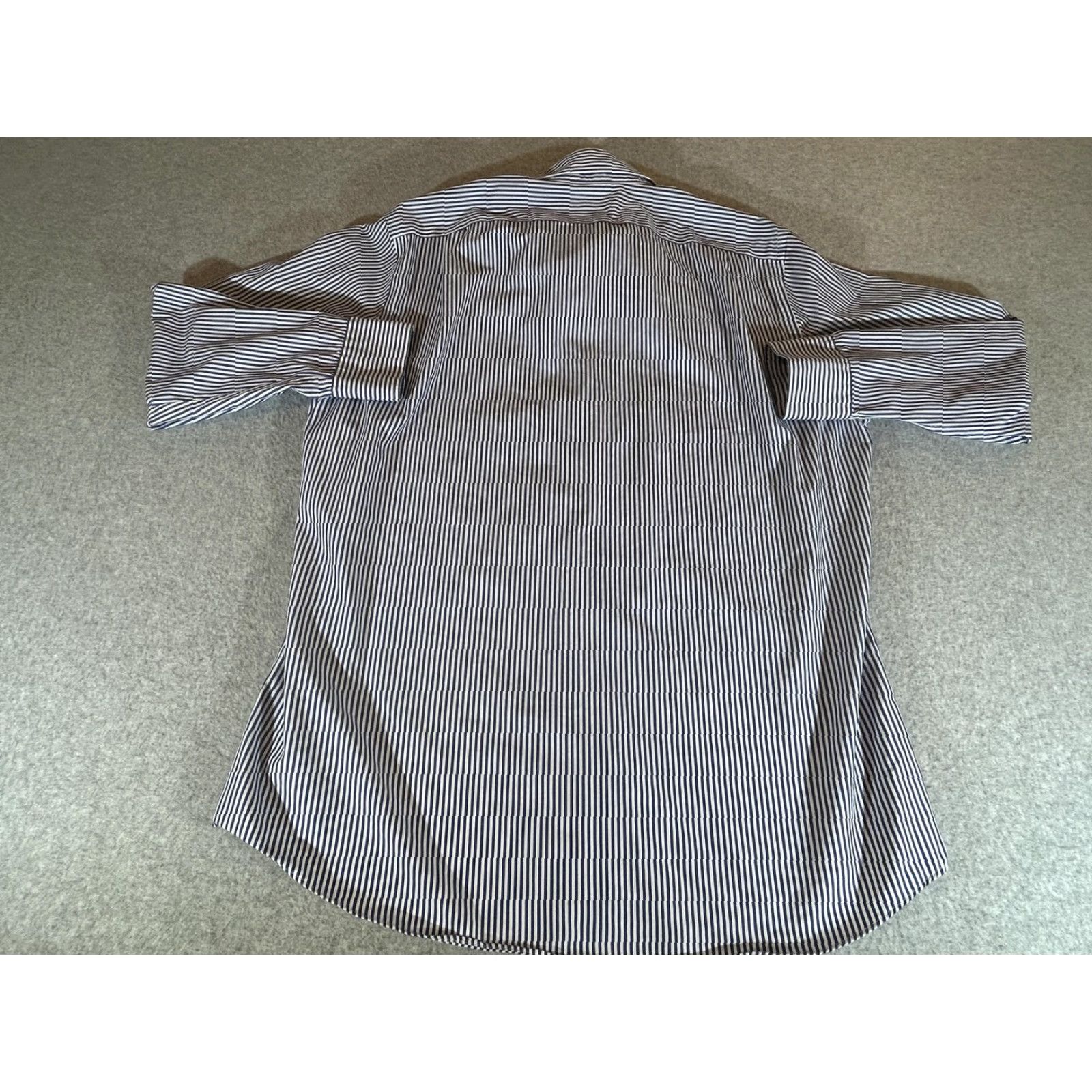 Ralph Lauren Lauren Ralph Lauren Dress Shirt Mens XL Blue Stripe Slim Office Business Non-Iron 100% Cotton 17 Neck 34/35 Sleeve Long Sleeve Size 46R - 5 Thumbnail