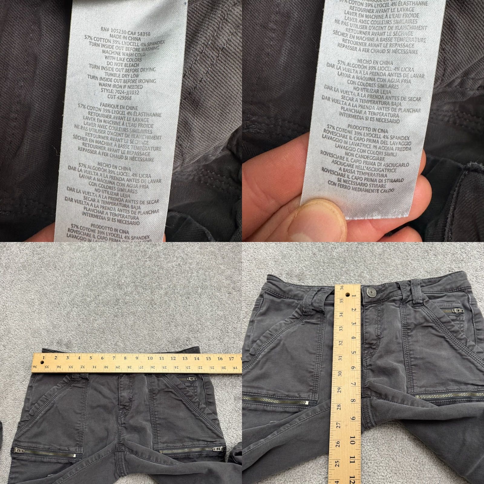 Joie JOIE Skinny Jeans Women 28 Dark Gray Mid Rise Stretch Cargo Ankle Zip Denim Size 28" / US 6 / IT 42 - 9 Thumbnail