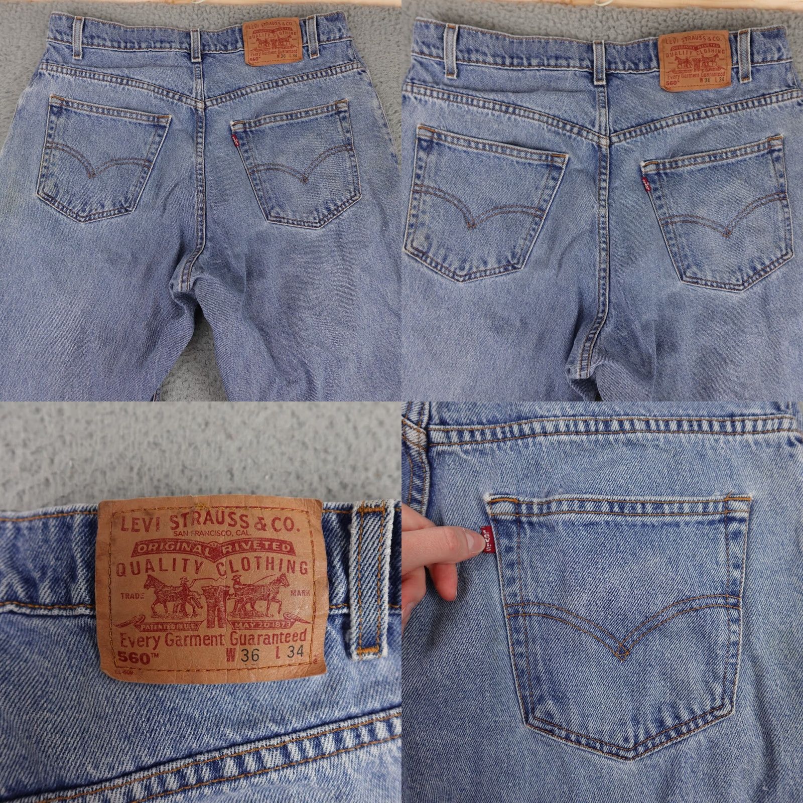 Levi's VINTAGE Levi's 550 Jeans Mens 36x34 Blue Loose Fit Light Wash 90s Size US 36 / EU 52 - 9 Thumbnail
