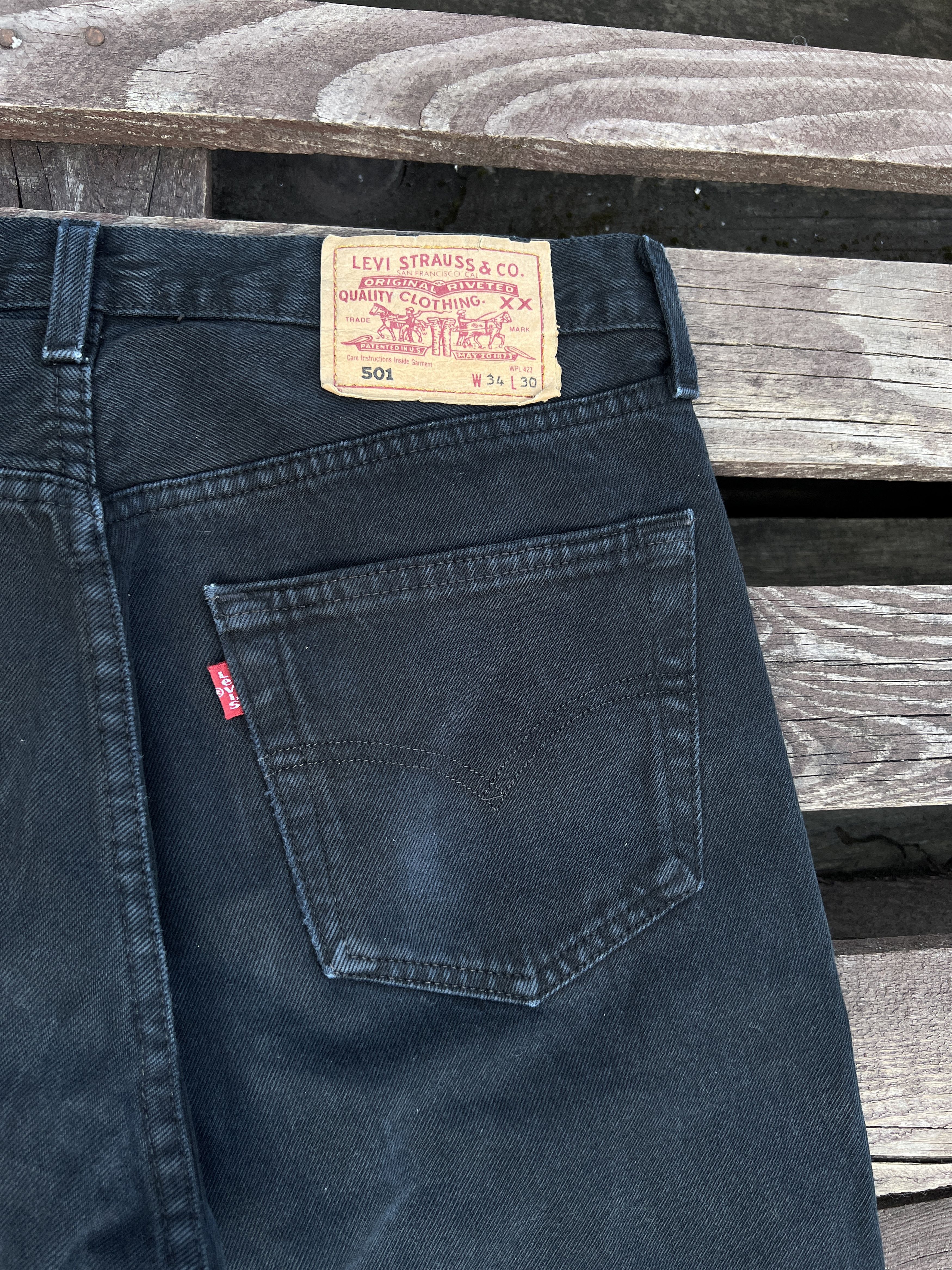 Levi's Vintage 90s Levis 501 Made in Hungary Black Denim Jeans Size US 34 / EU 50 - 3 Thumbnail