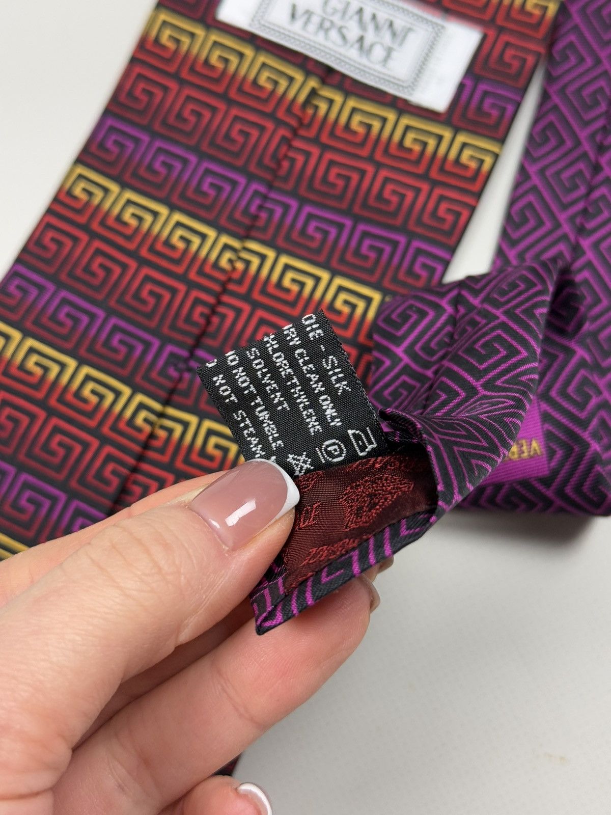 Versace × Vintage Gianni Versace Vintage Geometric Pattern Silk Tie Size ONE SIZE - 8 Thumbnail