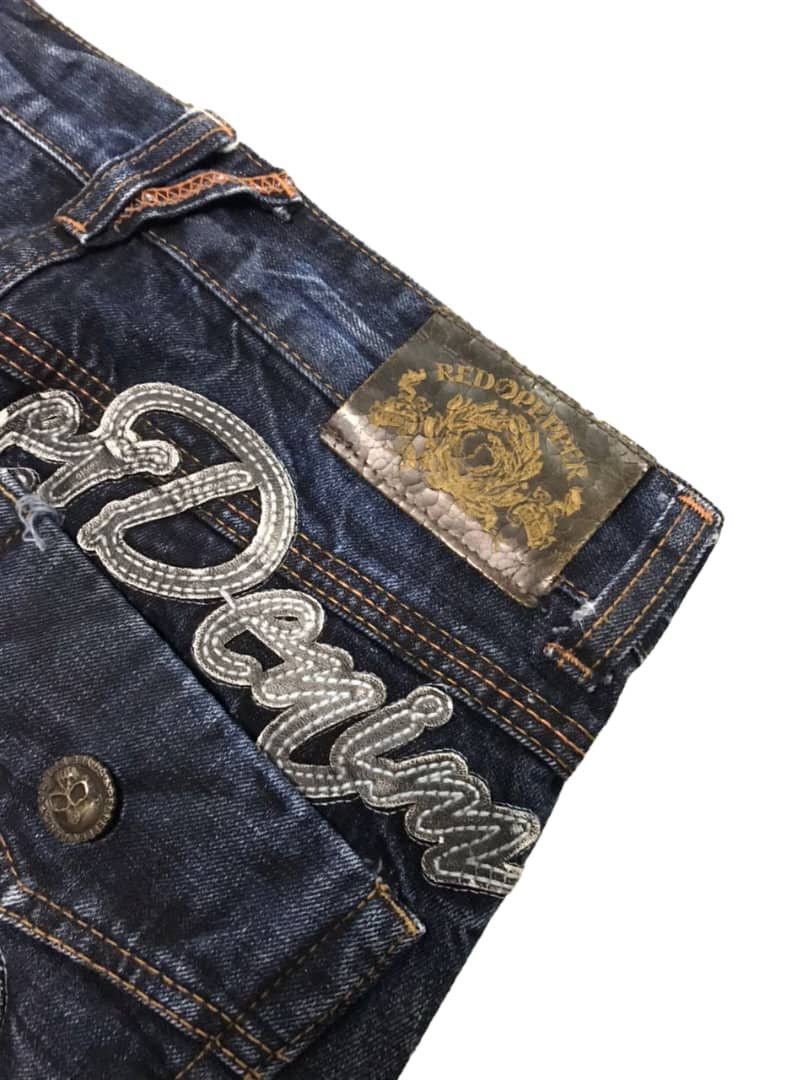 Japanese Brand 🔥🔥BEST OFFER🔥🔥RED PEPPER DENIM Skull Embroidery Jeans Size US 33 - 10 Thumbnail
