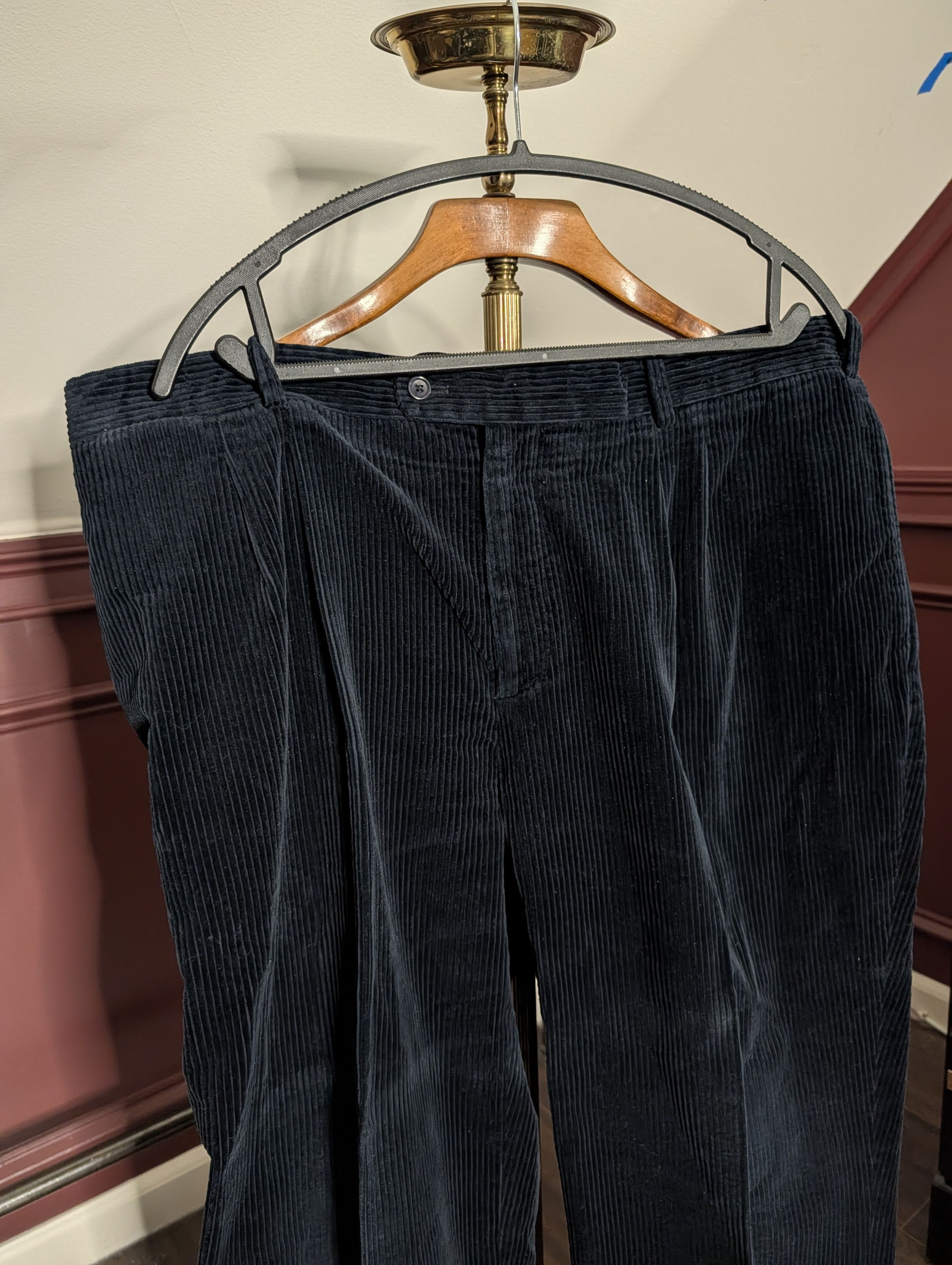 J. Peterman Black corduroy Duca Visconti Di Modrone Italian cotton pants Size US 40 / EU 56 - 2 Thumbnail