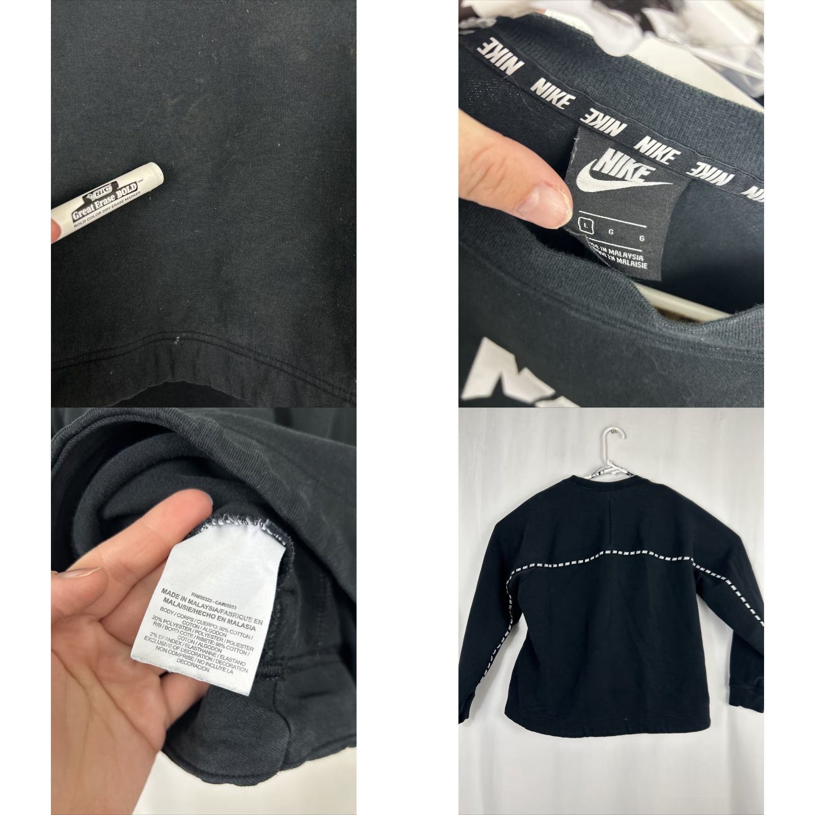 Nike WOMEN Nike NSW AV15 CREW Sweatshirt L Black Multicolor Pullover Crewneck Long Sleeve Activewear Women Mens? Size L / US 10 / IT 46 - 8 Thumbnail