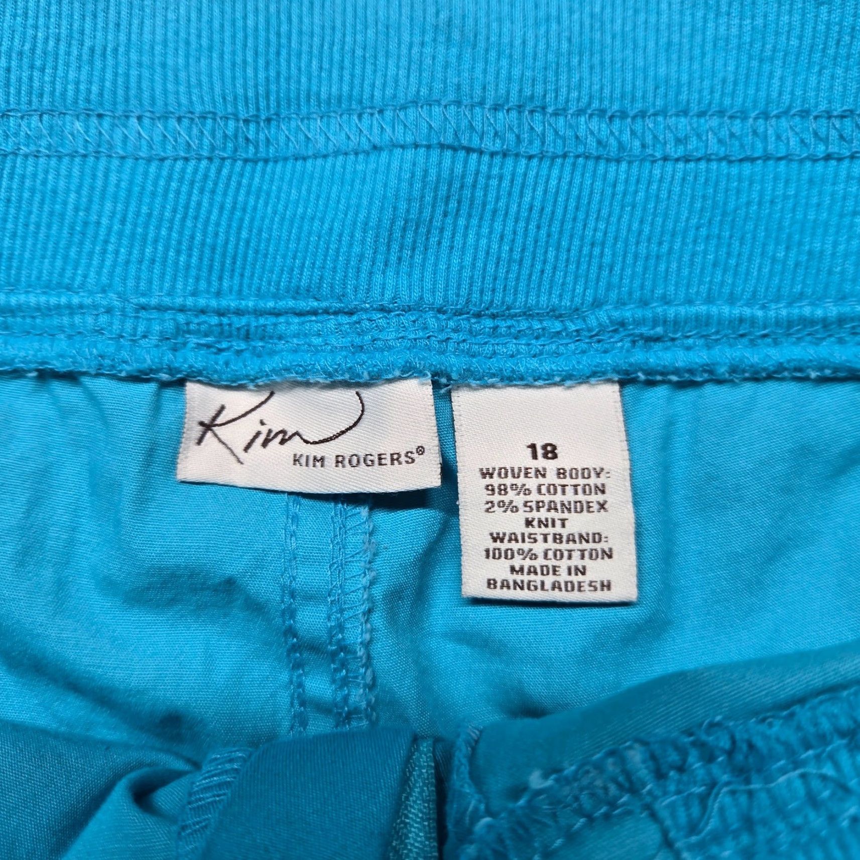 Vintage Kim Rogers Bermuda Pants Solid Turquoise Stretch Adult Women Size 18 Womens Plus 18 Turquoise Bermuda Pants 90s? Size 40" / US 18 - 3 Thumbnail