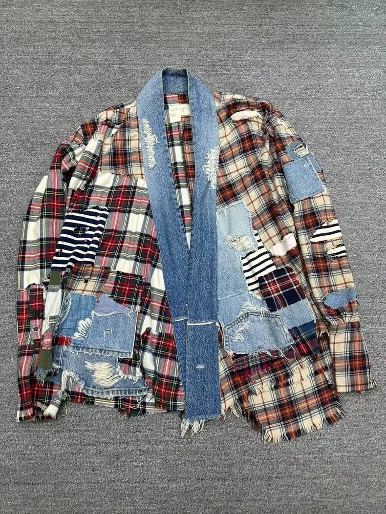 Greg Lauren greg launrenBaijiayi Jeans Patchwork Taoist Robe 2503-Nexta Size US XL / EU 56 / 4 - 1 Thumbnail