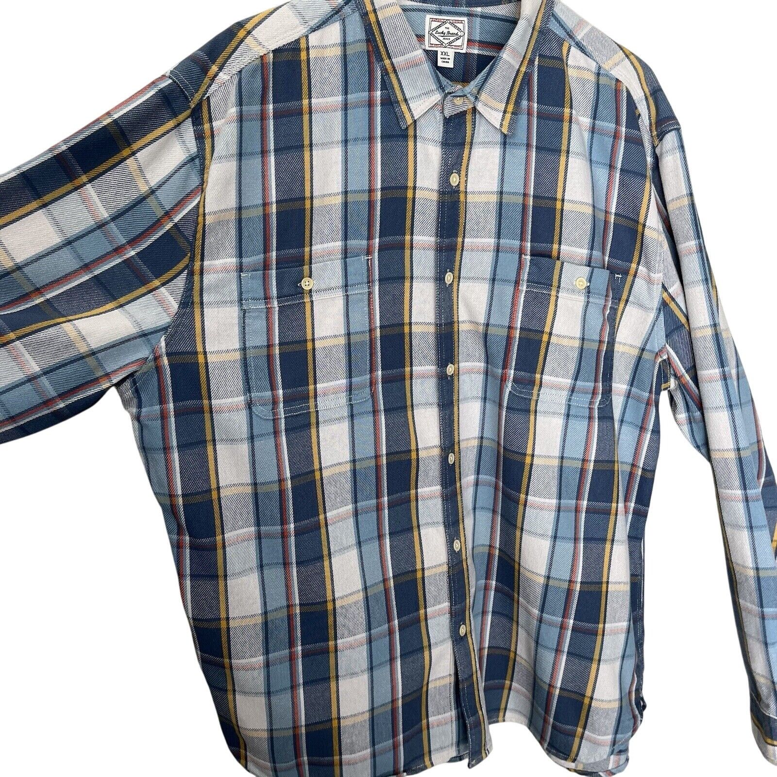 Lucky Brand Lucky Brand | Blue Plaid California Fit Button Shirt Shacket Size US XXL / EU 58 / 5 - 3 Thumbnail