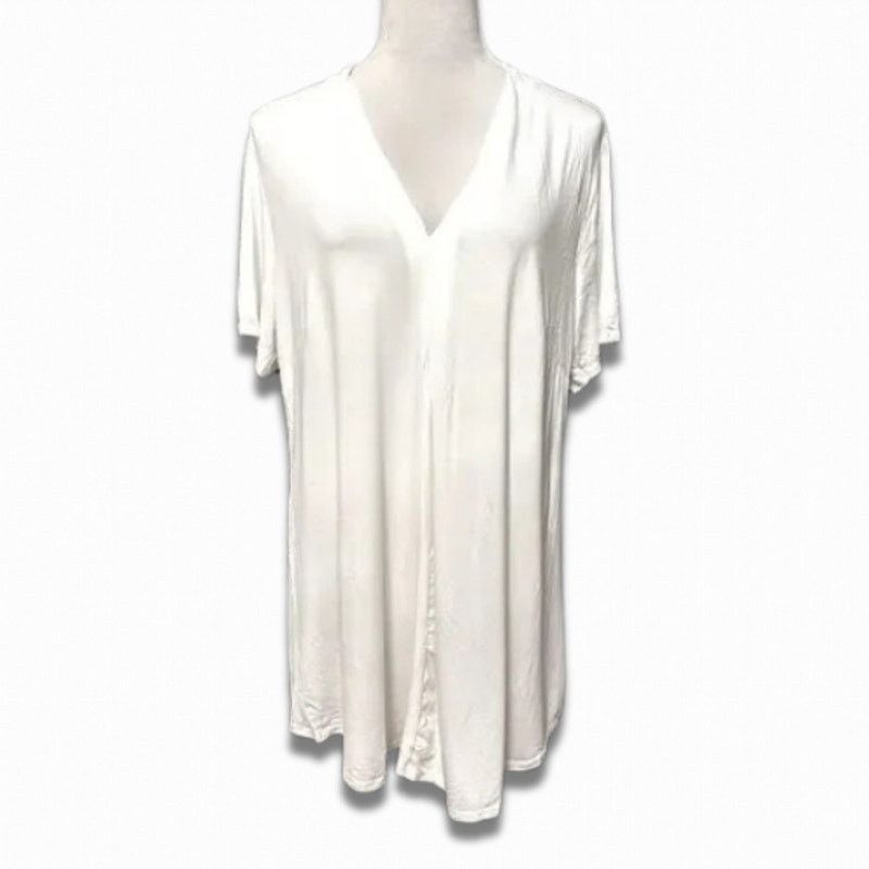 Avenue Avenue Short Sleeve Blouse Hi Low Split Back White 16 NWT Size XXL / US 16-18 / IT 52-54 - 2 Thumbnail
